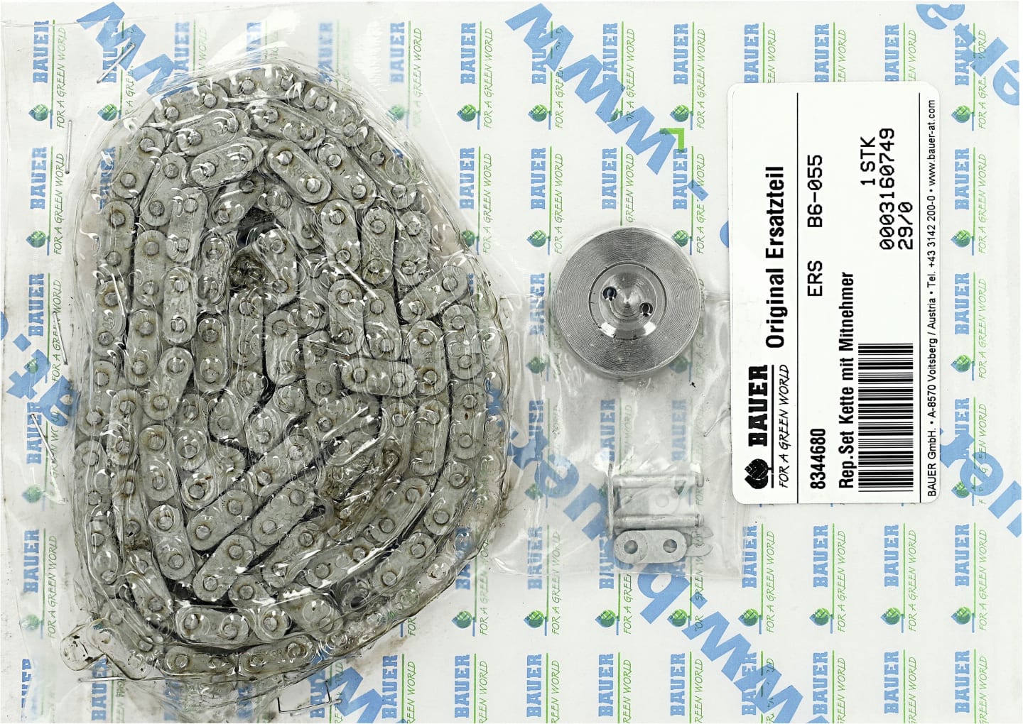 BAUER Reparatursatz Kette mit Mitnehmer Wickelvorrichtung Regenmaschine Rainboy, 8344680