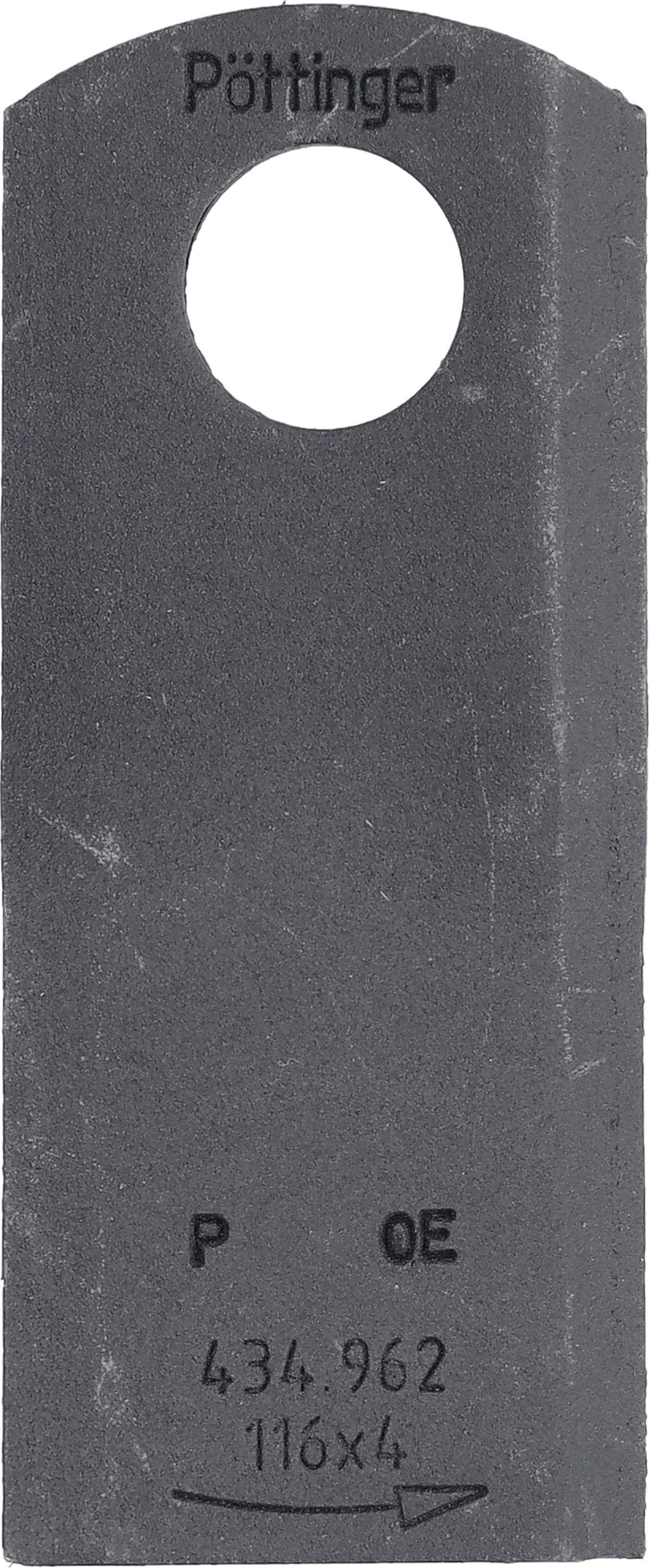 Pöttinger Kreiselmäherklinge "Durastar" 116 x 48 x 4 mm links, gedreht, für Mähwerrk Novacat, 434.962