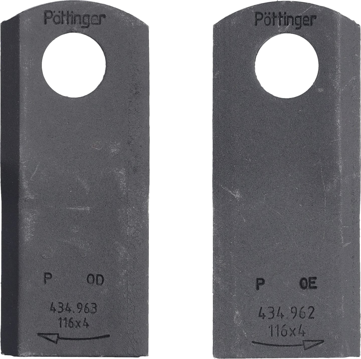Pöttinger Kreiselmäherklinge "Durastar" 116 x 48 x 4 mm links/rechts, gedreht, für Mähwerrk Novacat