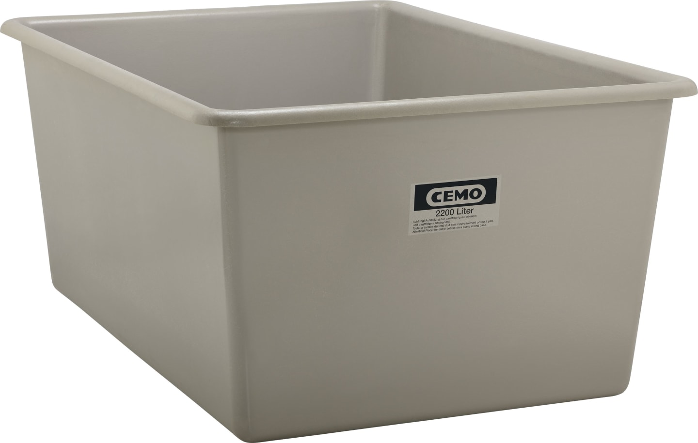 Cemo Lagerbehälter 2.200 l 211 x 148 x 93 cm, GFK, rechteckig, grau, 1167