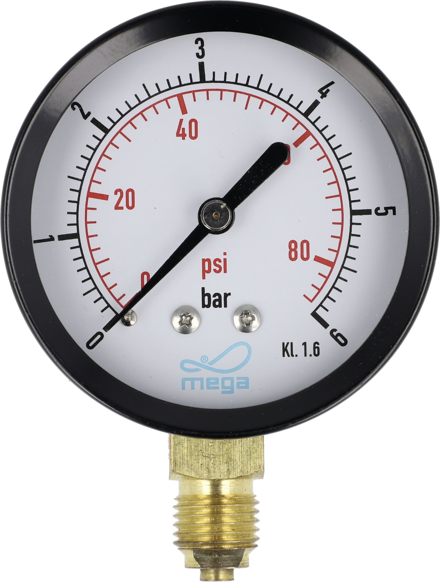 Manometer 0 bis 6 bar Trocken, Anschluss 1/4" AG unten, Ø außen 63 mm