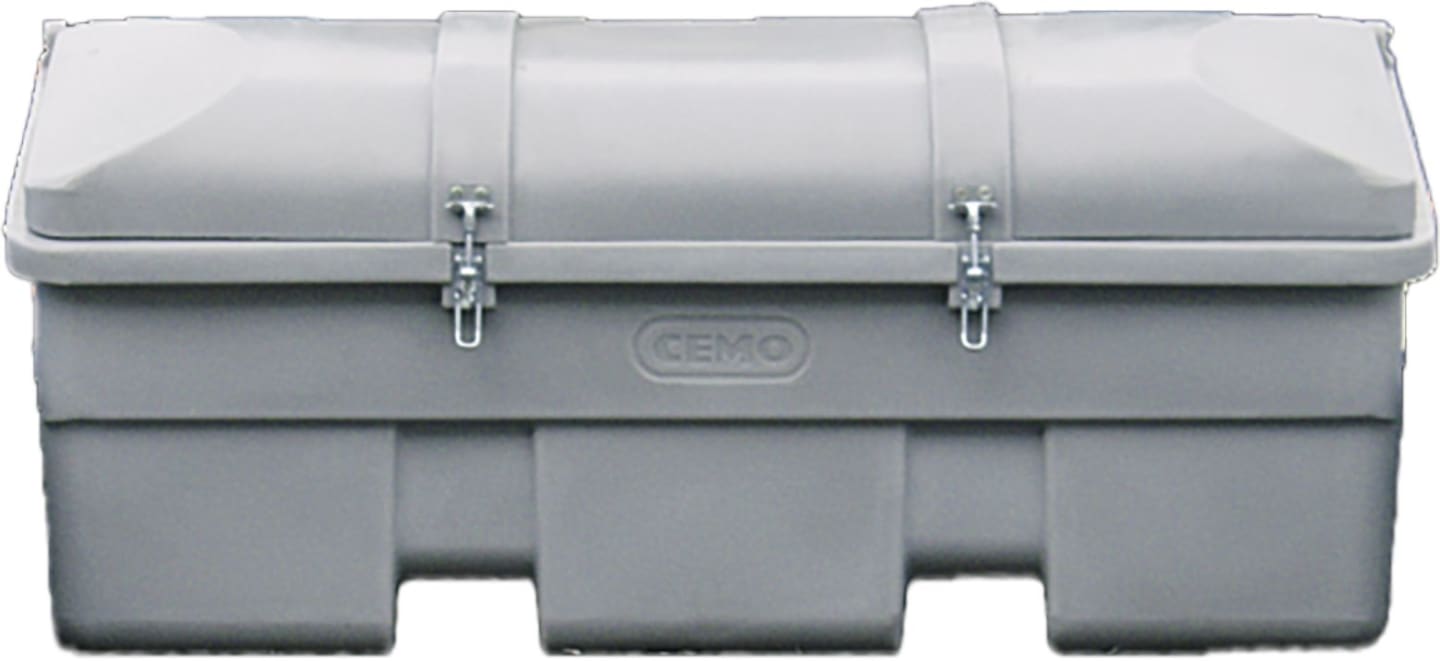 Cemo Transportbehälter 750 l, 184 x 74 x 94 cm, unterfahrbar, PE, rechteckig, grau, für Fahrzeugtransport, 7841