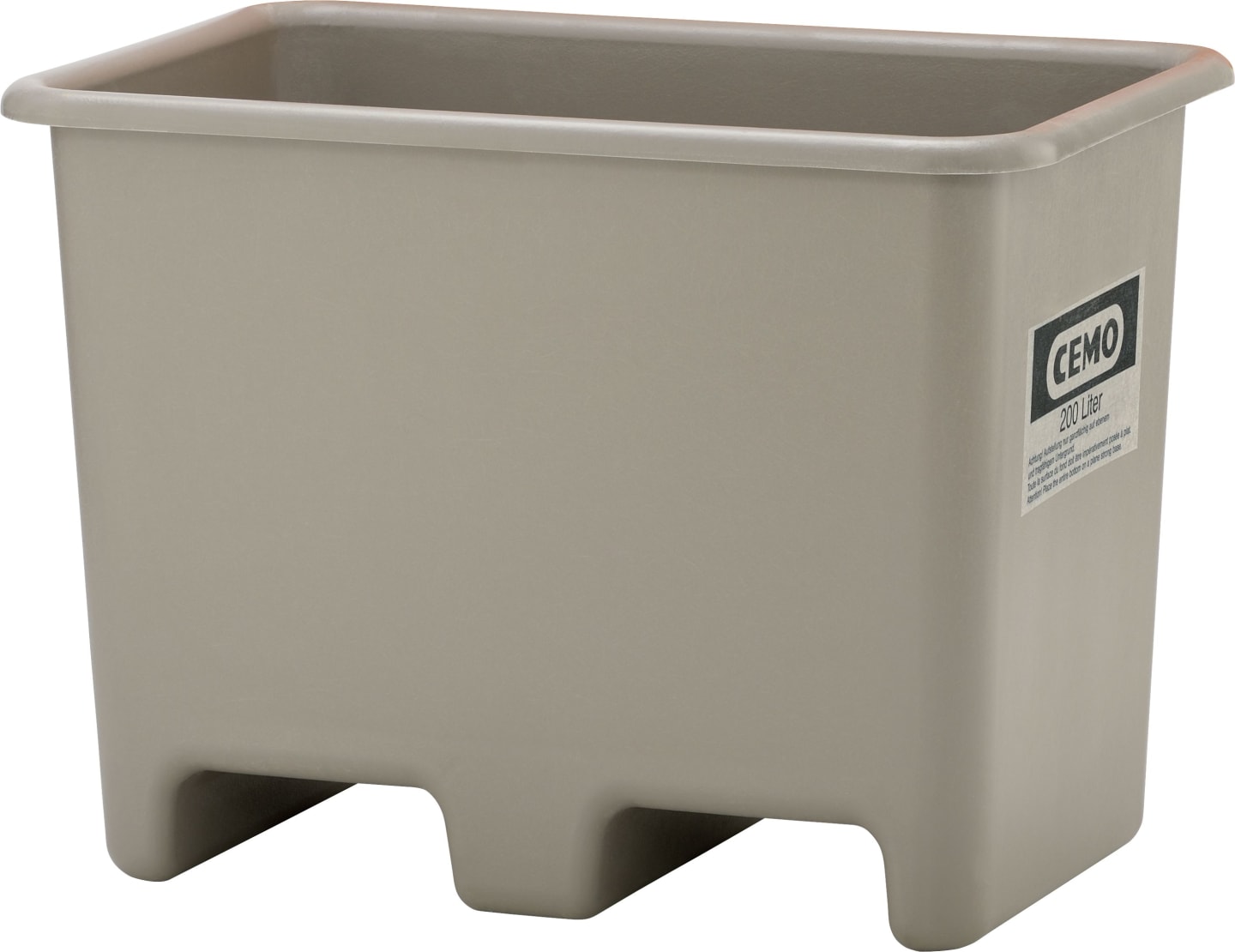 Cemo Transportbehälter 200 l 87 x 57 x 64 cm unterfahrbar, GFK, rechteckig, grau, 10584