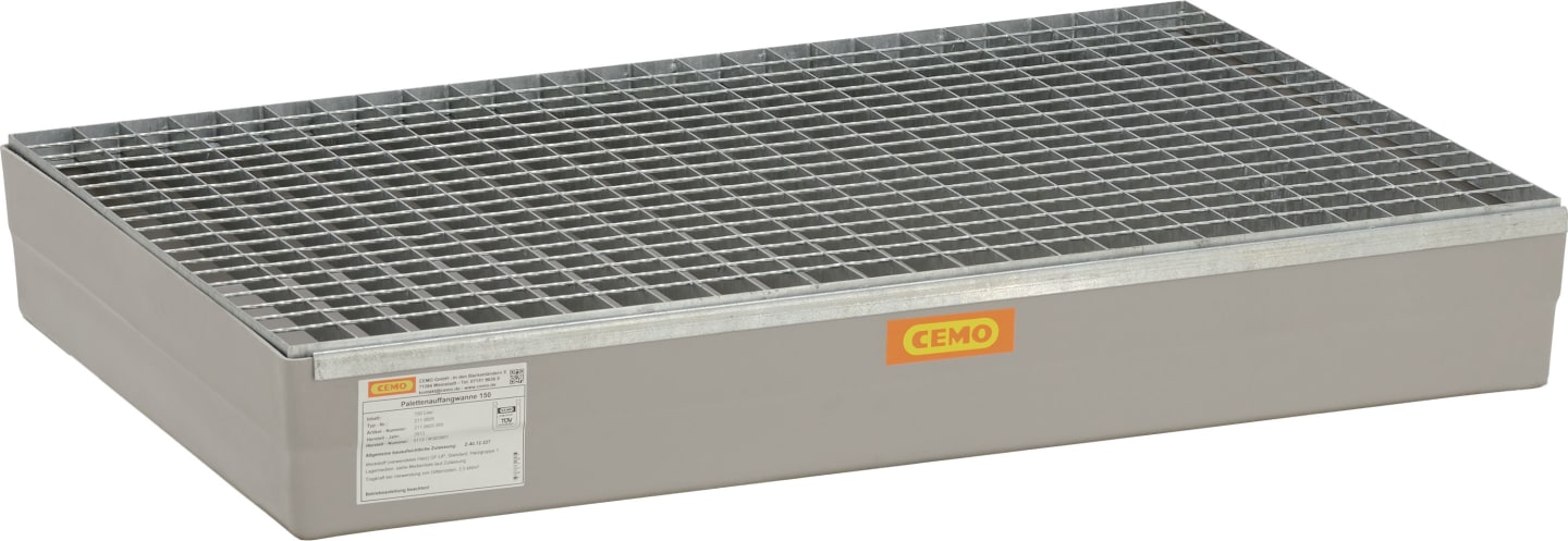 Cemo Auffangwanne 140 l, B x H x T: 120 x 19 x 80 cm, Paletten, mit verzinktem Stahlgitterrost, ohne Zulassung, 10384