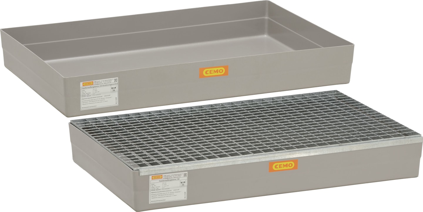 Cemo Auffangwanne für Paletten aus GFK (glasfaserverstärkter Kunststoff) grau