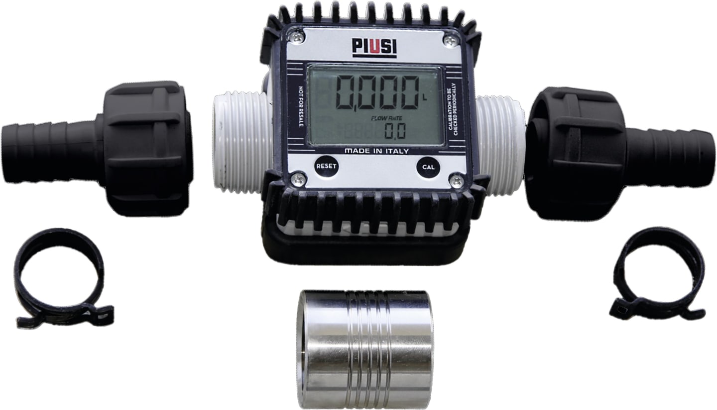 Cemo Durchflusszähler "K24" 6 – 100 l/min, digital, 2 Schlauchanschlüsse, für AdBlue®, für Tankanlage, Pumpe, Trolley, 10595