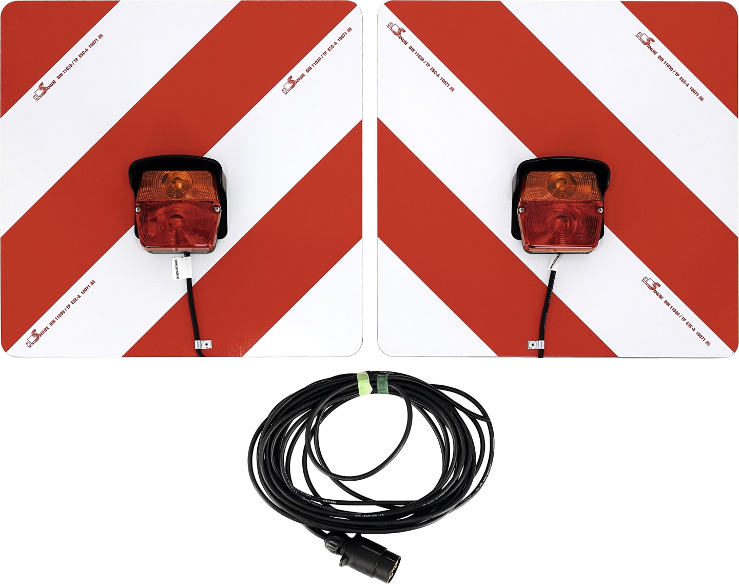 Warntafelsatz "Folie Typ 1" links/rechts 423 x 423 mm rot; weiß, beidseitig, Positions-/Schlussleuchte, 7-polig