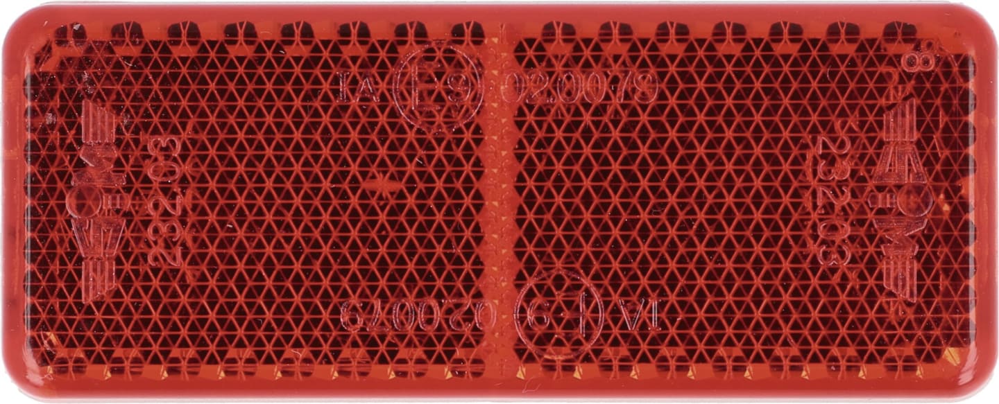 Rückstrahler rechteckig, rot, 70 x 28 mm, geklebt