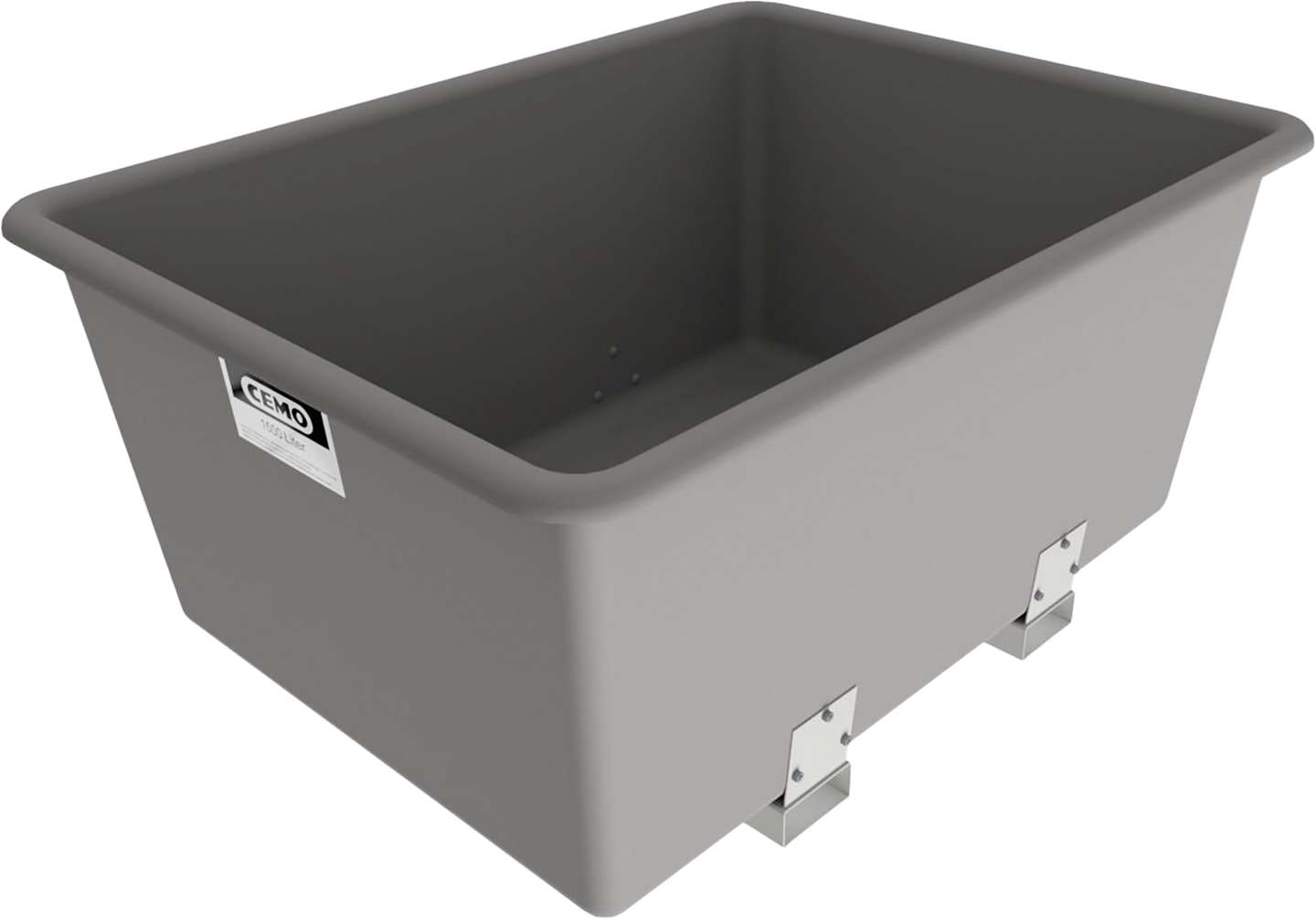 Cemo Transportbehälter 2.200 l 211 x 148 x 100 cm mit Staplertaschen, GFK, rechteckig, grau, 7181