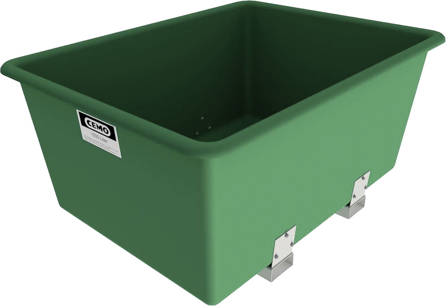 Cemo Transportbehälter 300 l 117 x 69 x 60 cm mit Staplertaschen, GFK, rechteckig, grün, 1204