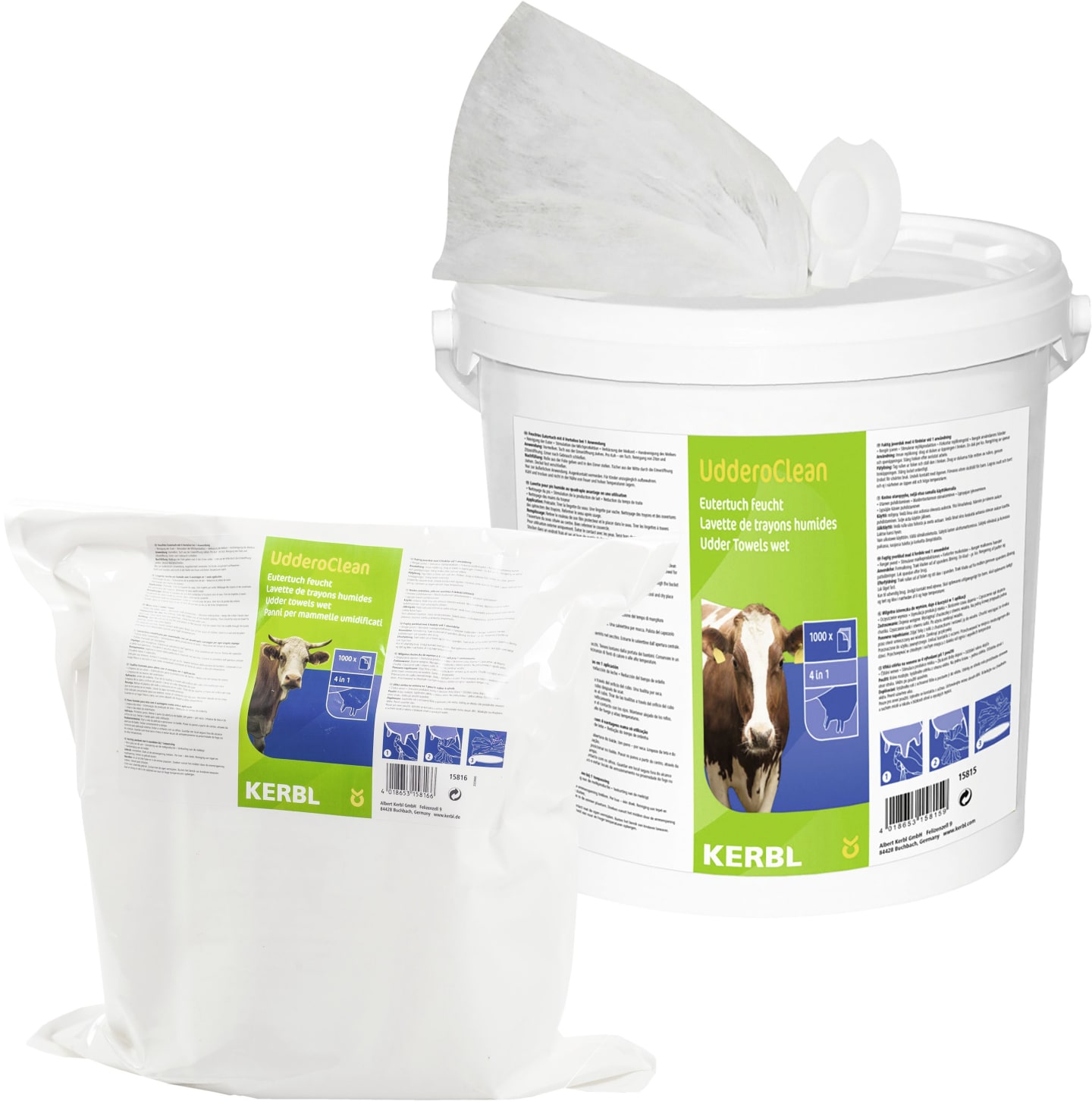 KERBL Euterpapier "UdderoClean" 200 x 200 mm feucht 1.000 St.