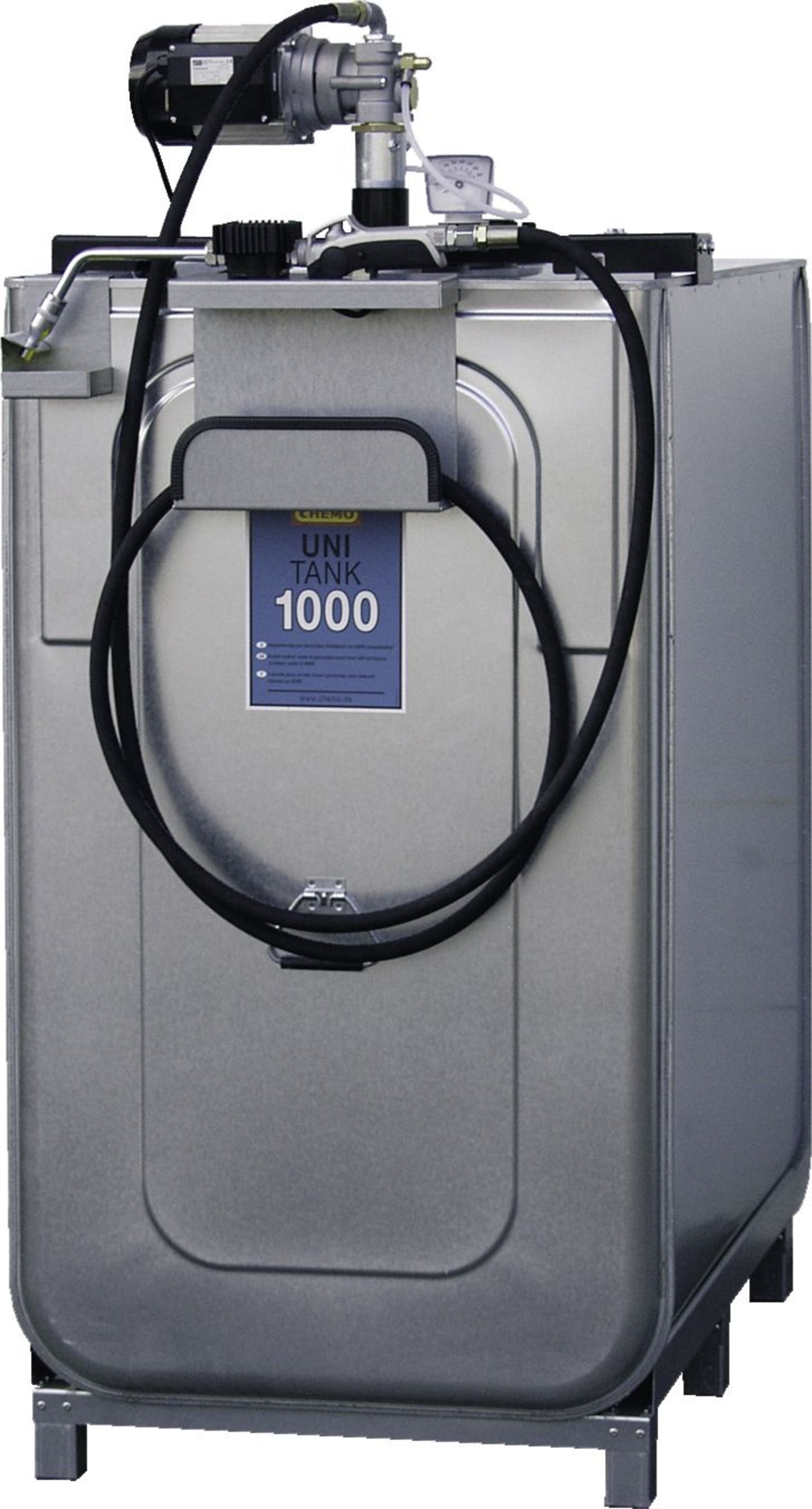 Cemo Tankanlage "Uni" 1.000 l, für Frischöl, stationär, 230 V-Pumpe, 4 m Schlauch mit Schlauchhalter, 8252