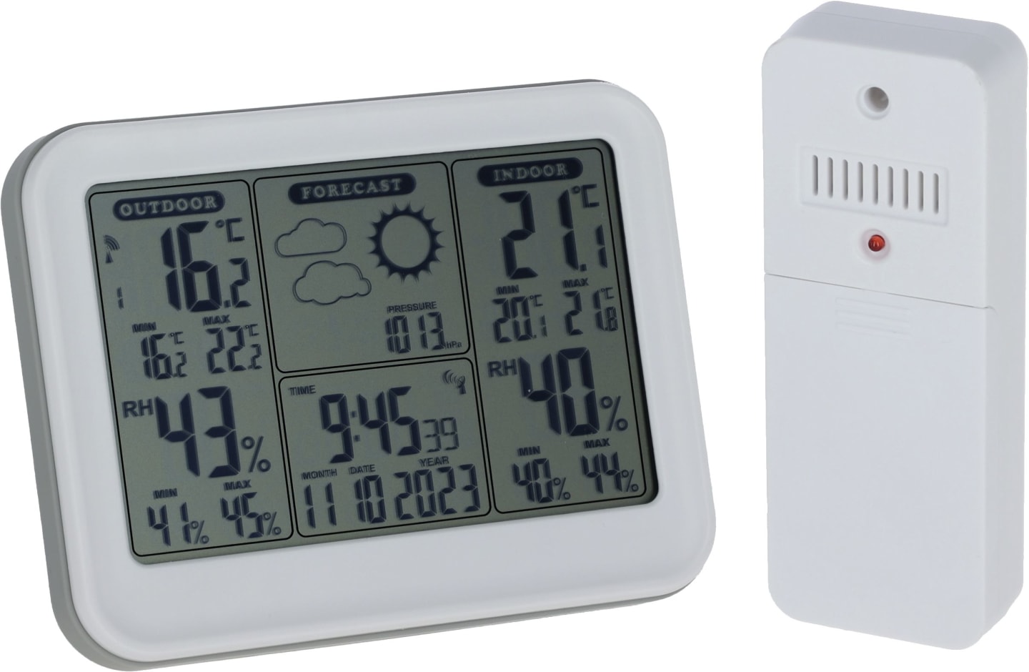 KERBL Wetterstation digital, Temperatur, Luftfeuchtigkeit, Uhrzeit, Datum, Wettervorhersage, 291393