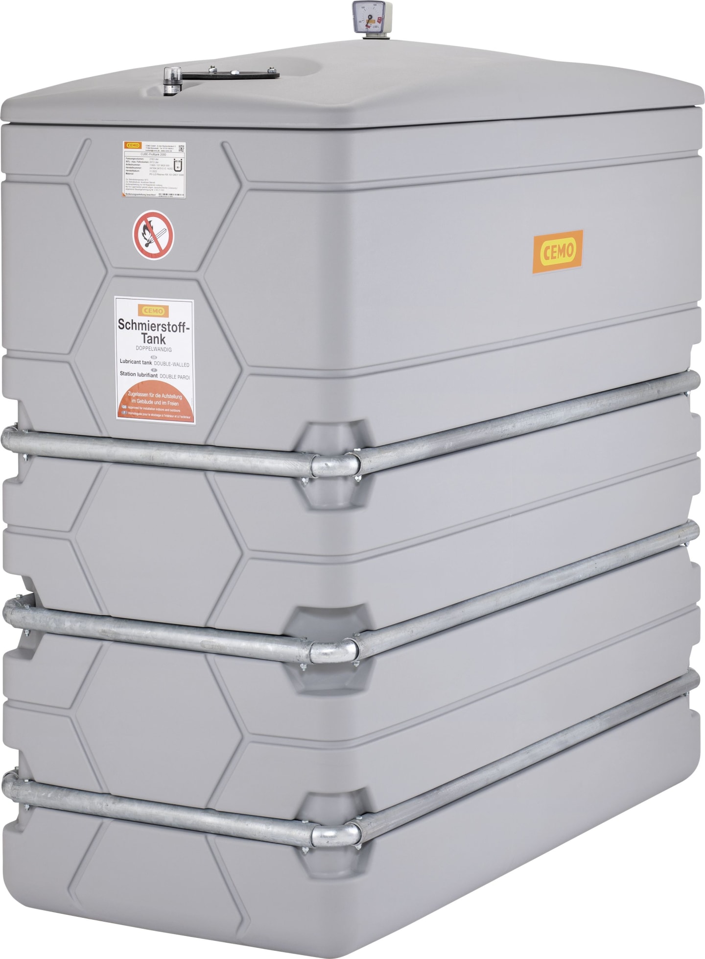 Cemo Lagertank "Cube Profitank" 2.000 l für Schmierstoffe, Frischöl, Altöl, Diesel, Frostschutzmittel, stationär, 11665
