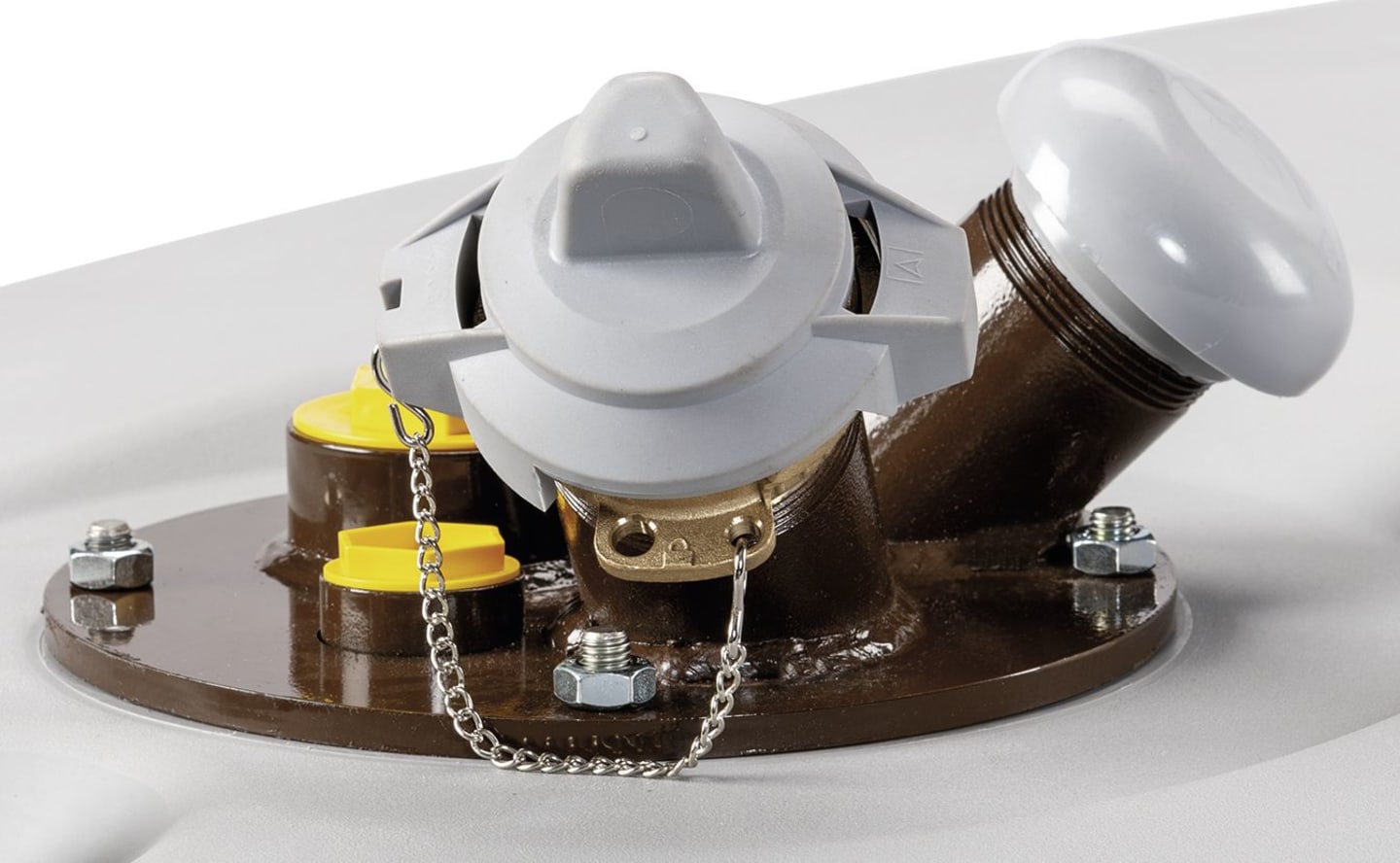 Cemo Domdeckel mit 2 geraden und 2 schrägen Gewindemuffen, Stahl, für Tankanlage Cube Profitank 2.000 l Frischöl, 1451