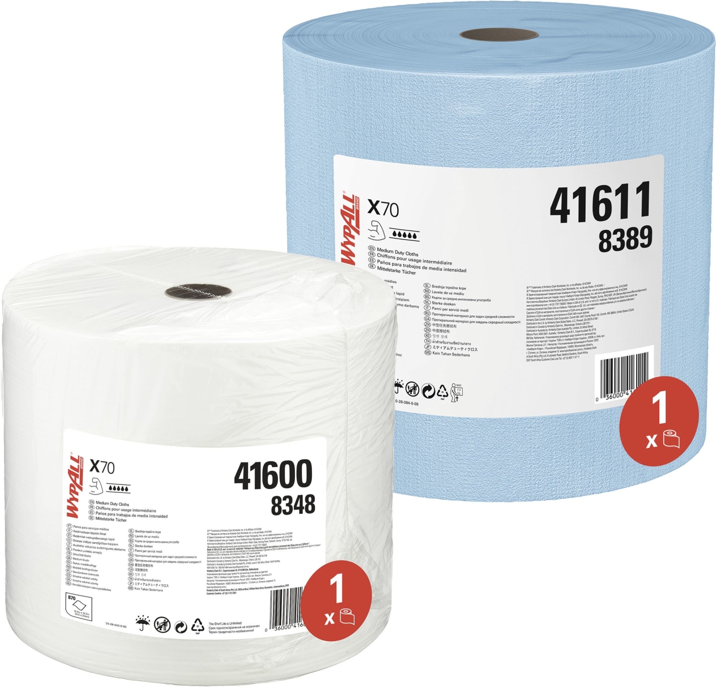 Putztuch "WypAll® X70 Power Clean™" 1-lagig Rolle