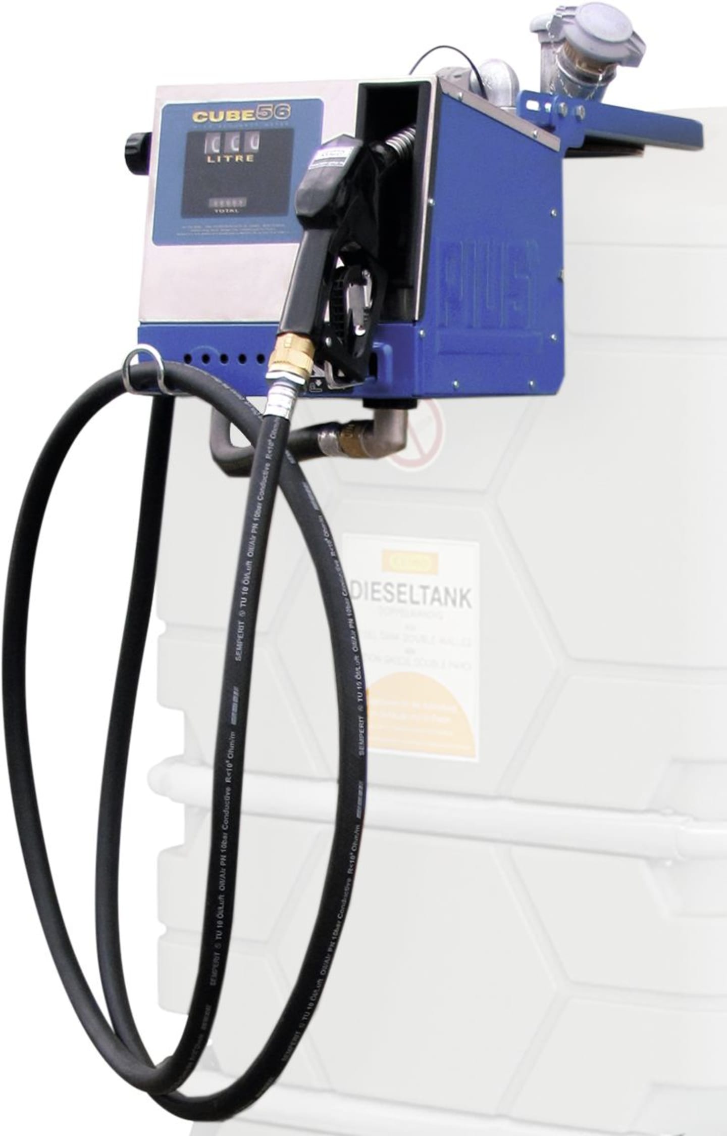 Cemo Elektropumpe 230 V 50 l/min, Diesel, mit Zähler, Automatik-Zapfpistole, für Dieseltank Cube Slimline, 7354