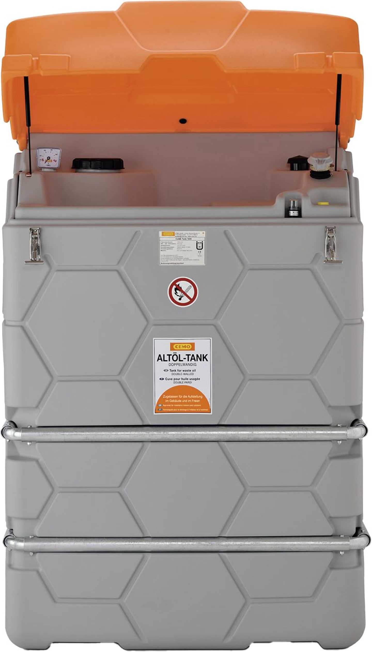 Cemo Altöltank 1.500 l, 1.150 x 1.200 x 1.800 mm, für Außenbereich mit Klappdeckel, 10481