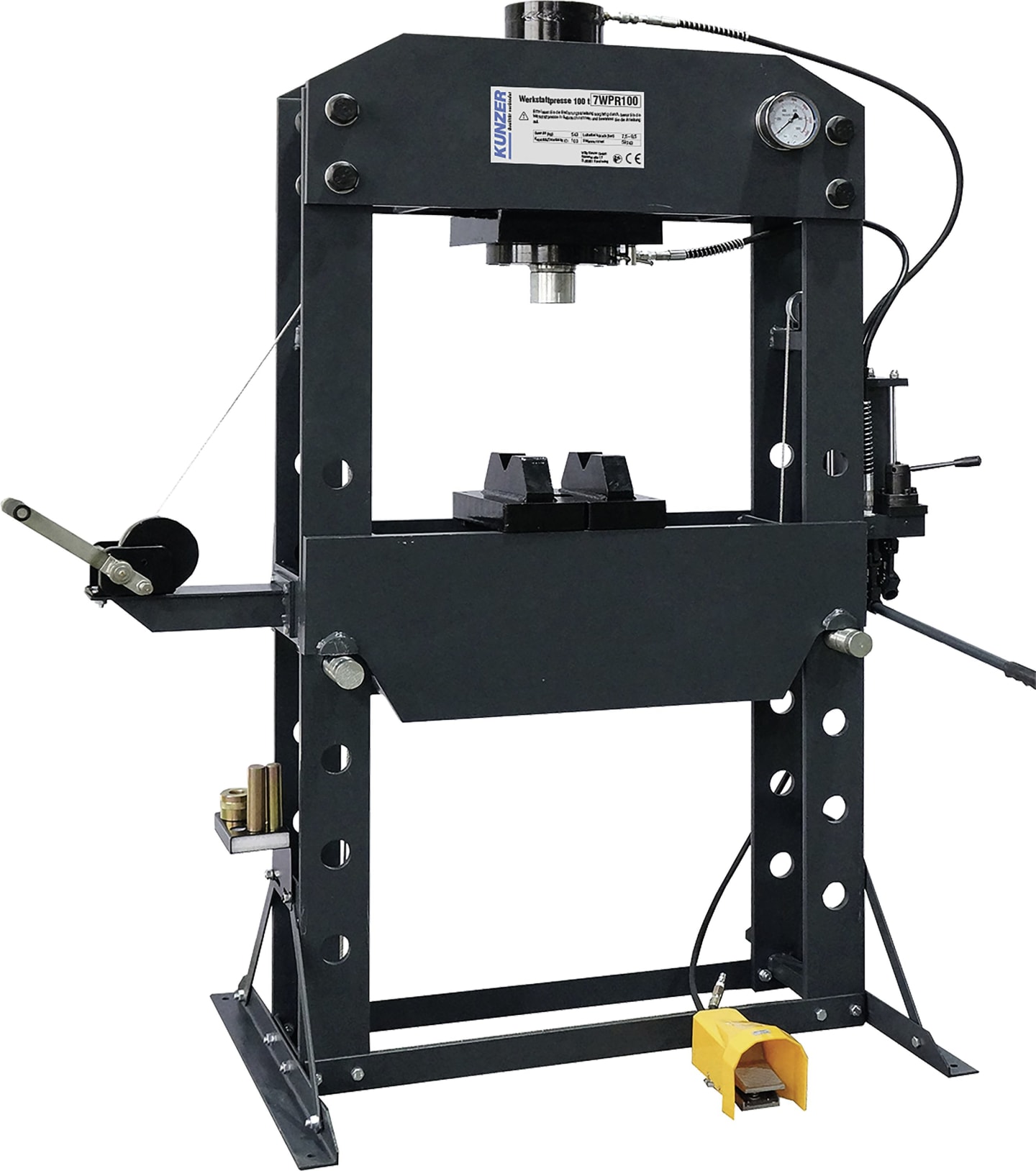 KUNZER Werkstattpresse 100 t, Hub 280 mm, für Werkstätten im Nutzfahrzeug-Bereich, 7WPR100