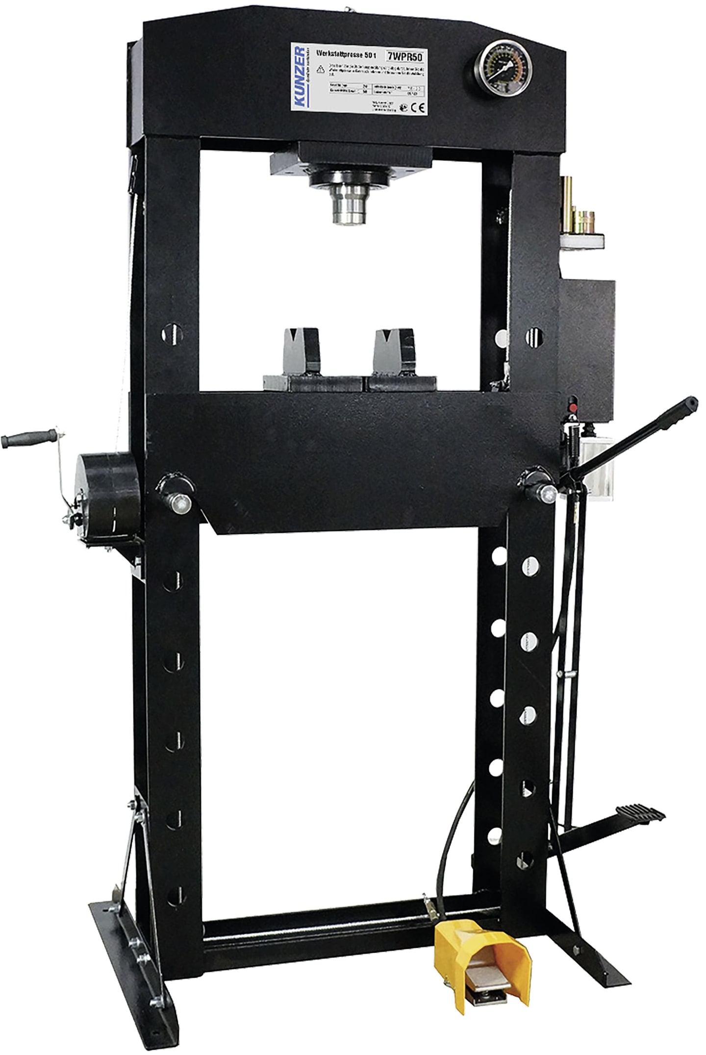 KUNZER Werkstattpresse 50 t, Hub 180 mm, für Werkstätten im PKW- und Nutzfahrzeug-Bereich, 7WPR50