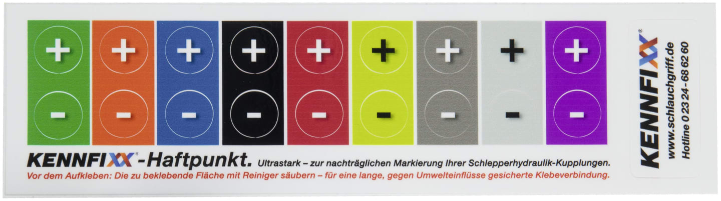 Kennfixx® Markierungsaufkleber 18 St., 9 Farben +/- für Staubschutz mit Klappdeckel