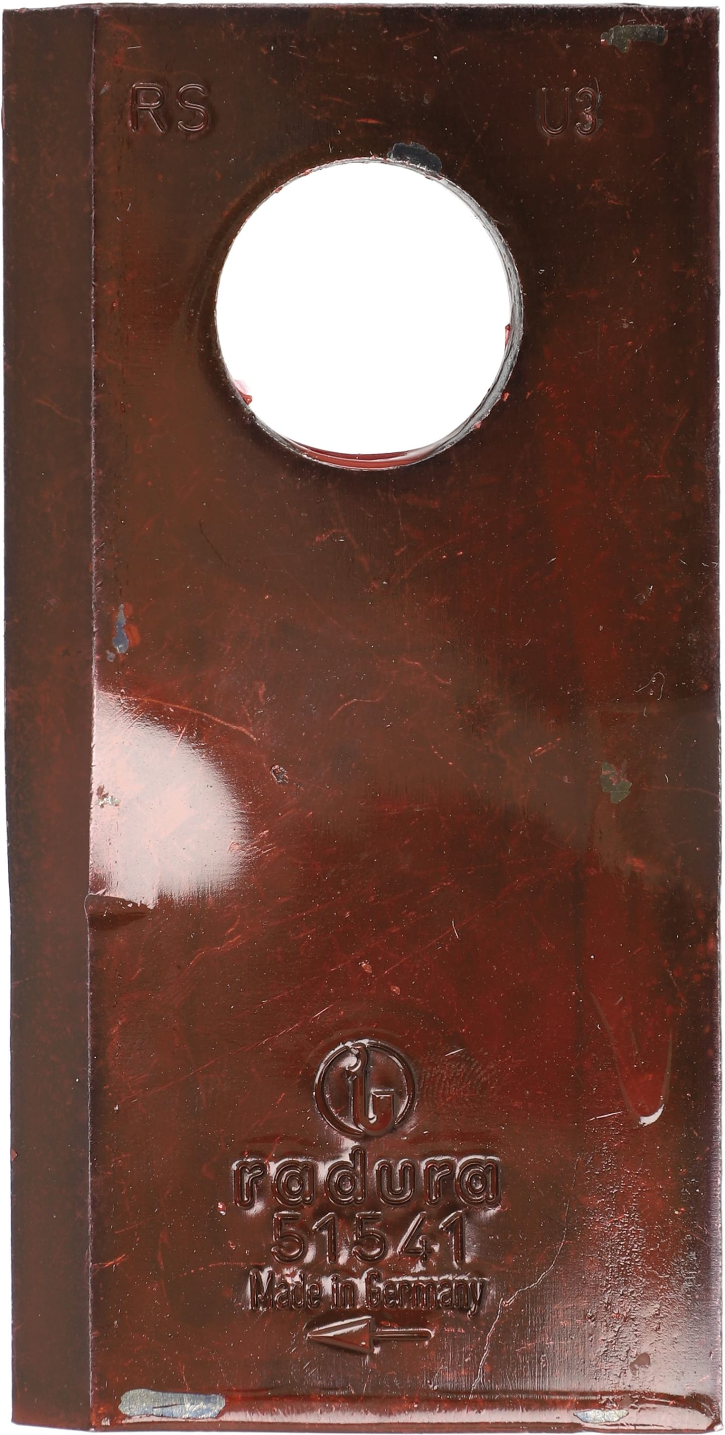 radura® Kreiselmäherklinge 100 x 49 x 4 mm, rechts, gedreht, für Mähwerk Pöttinger, 51541.01