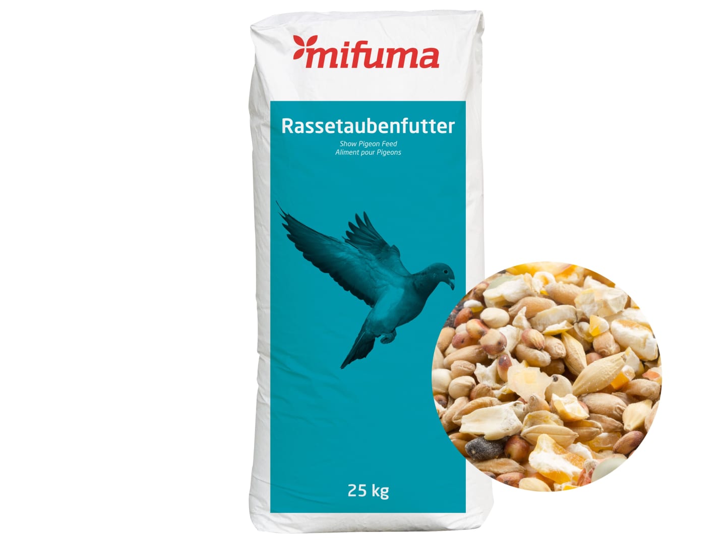 Mifuma Rassetaube Universal für leichte und mittel- bis kurzschnäblige Rassen Körner 25 kg Sack