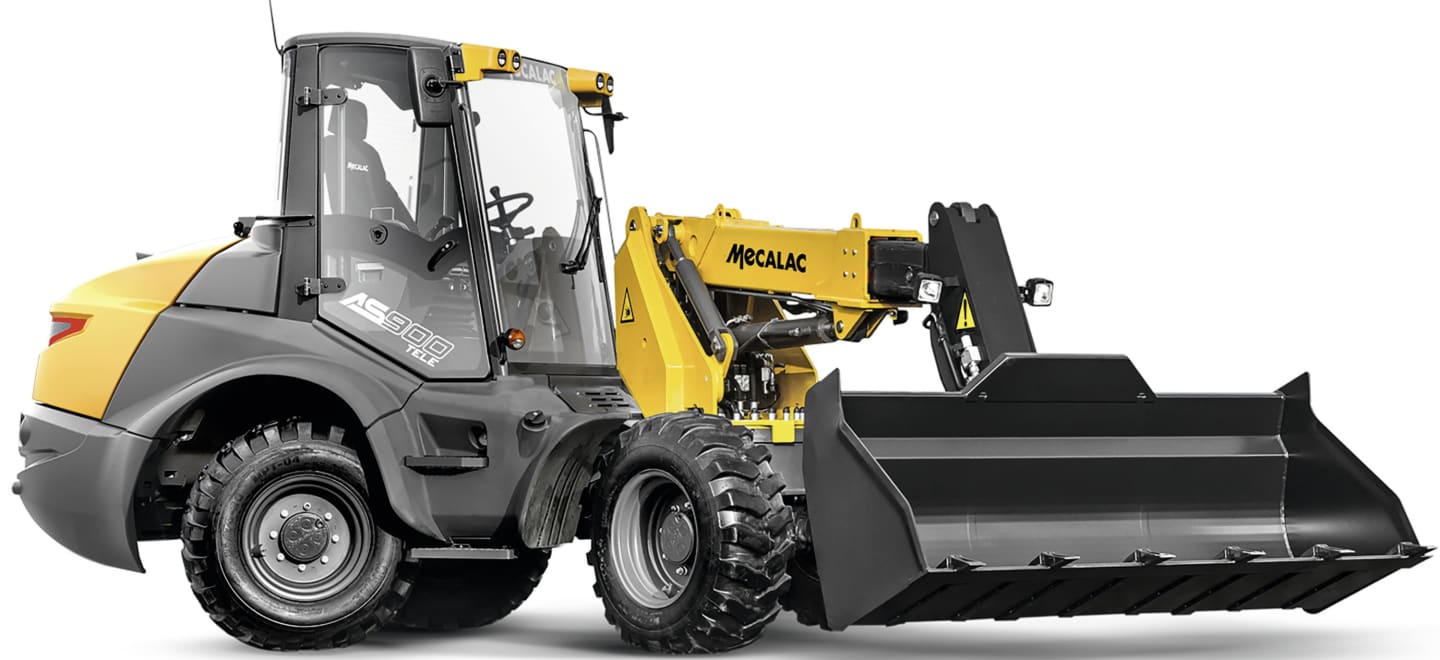 MECALAC Schwenklader "AS900TELE" Z-Kinematik, Teleskoparm, Hubkraft 3.700 daN, 55,4 kW (75 PS) bei 2.300 min⁻¹, 0 – 20 km/h