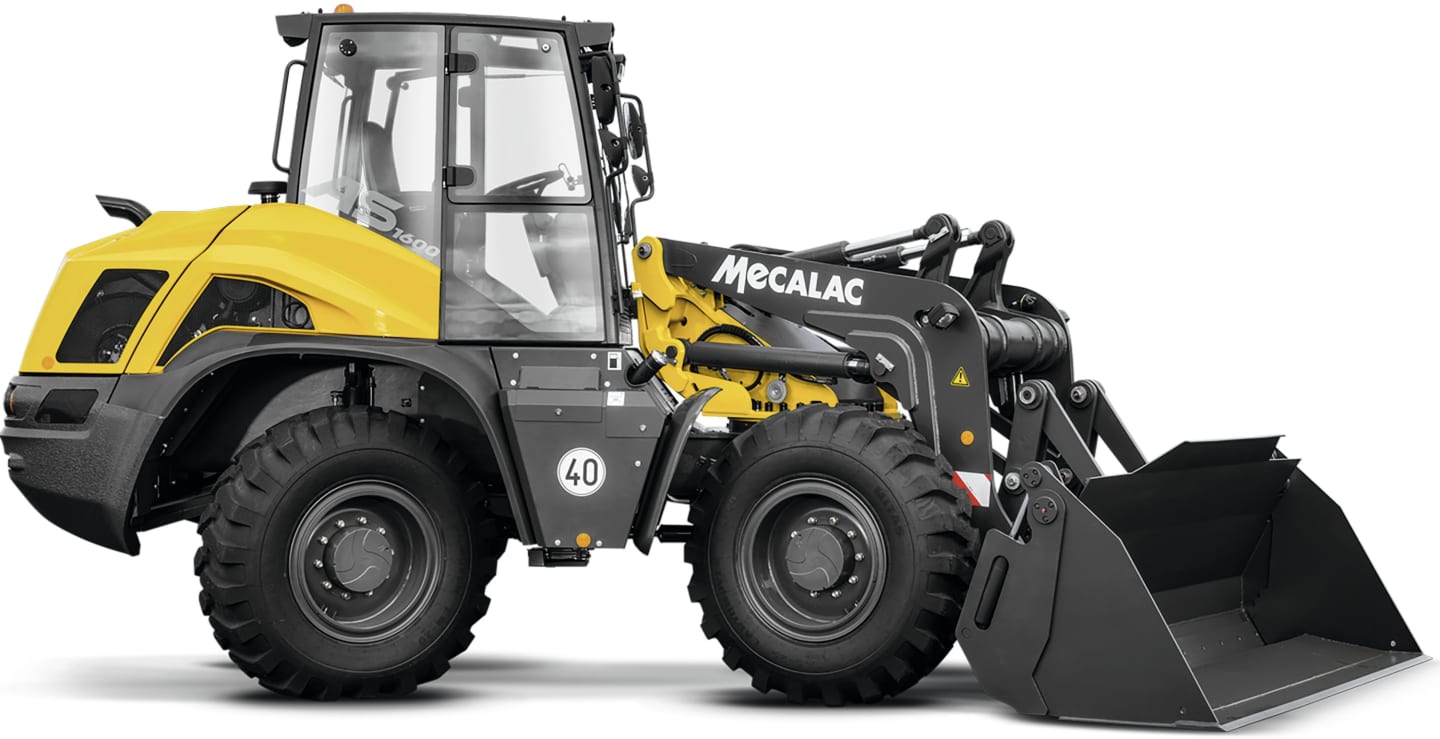 MECALAC Schwenklader "AS1600" Hubkraft 6.900 daN, 100 kW (136 PS) bei 2.200 min⁻¹, 0 – 20 km/h, Z-Plus-Kinematik