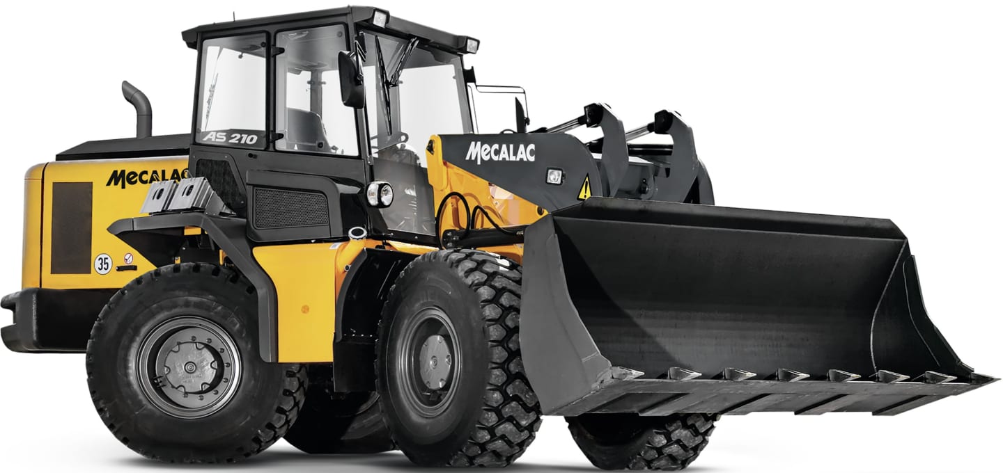 MECALAC Schwenklader "AS210" Hubkraft 10.600 daN, 129 kW (175 PS) bei 2.200 min⁻¹, 0 – 20 km/h, Z-Plus-Kinematik