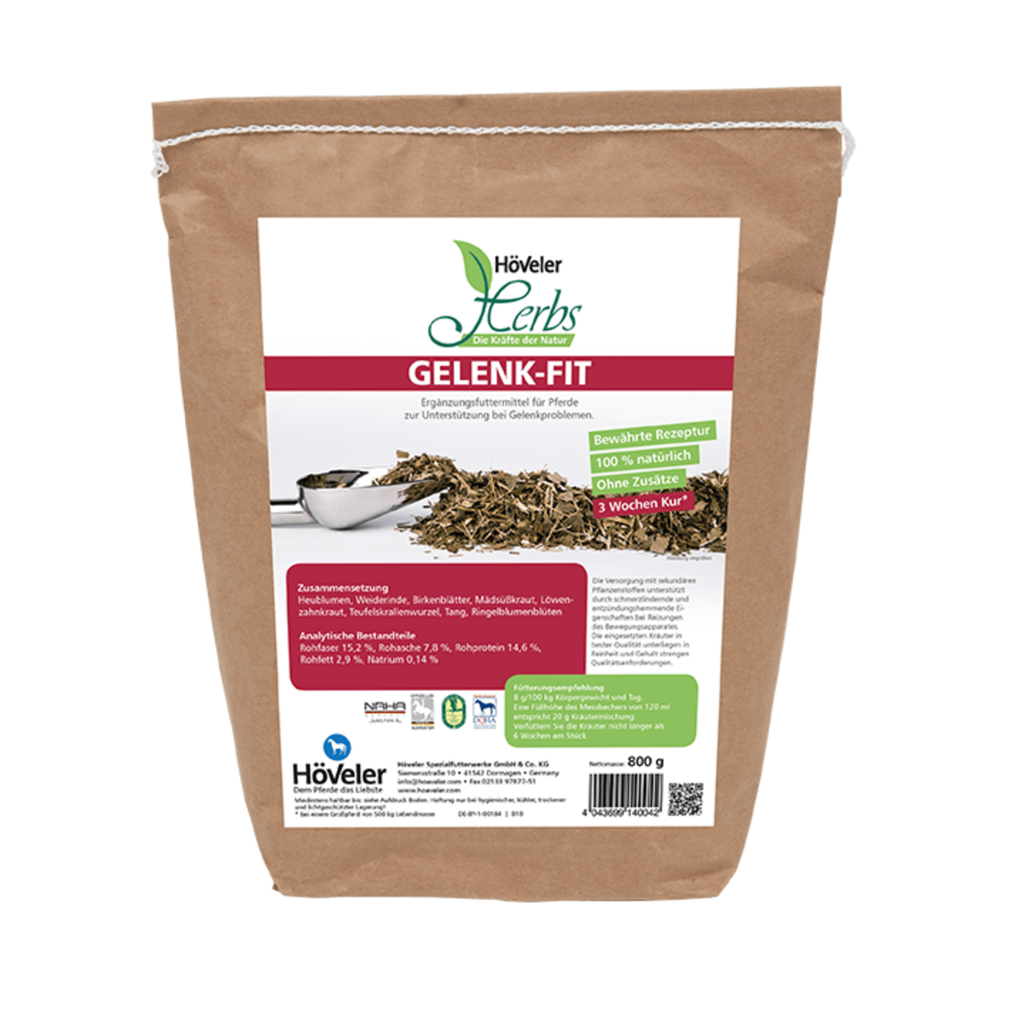 Höveler Herbs GELENK-FIT Kräutermischung mit Weidenrinde und Teufelskralle 800 g Beutel