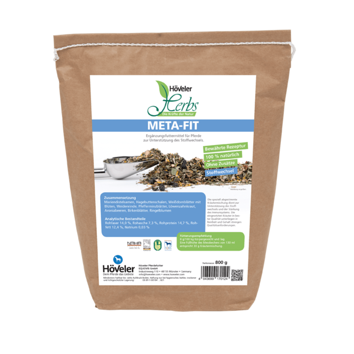 Höveler Herbs META-FIT Kräutermischung mit Mariendistel und Weißdorn 800 g Beutel