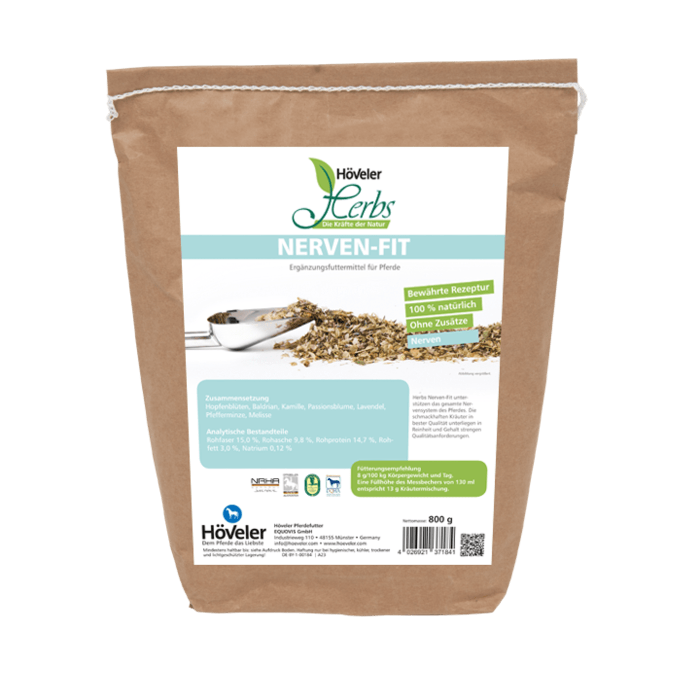 Höveler Herbs NERVEN-FIT Kräutermischung mit Baldrian und Melisse 800 g Beutel