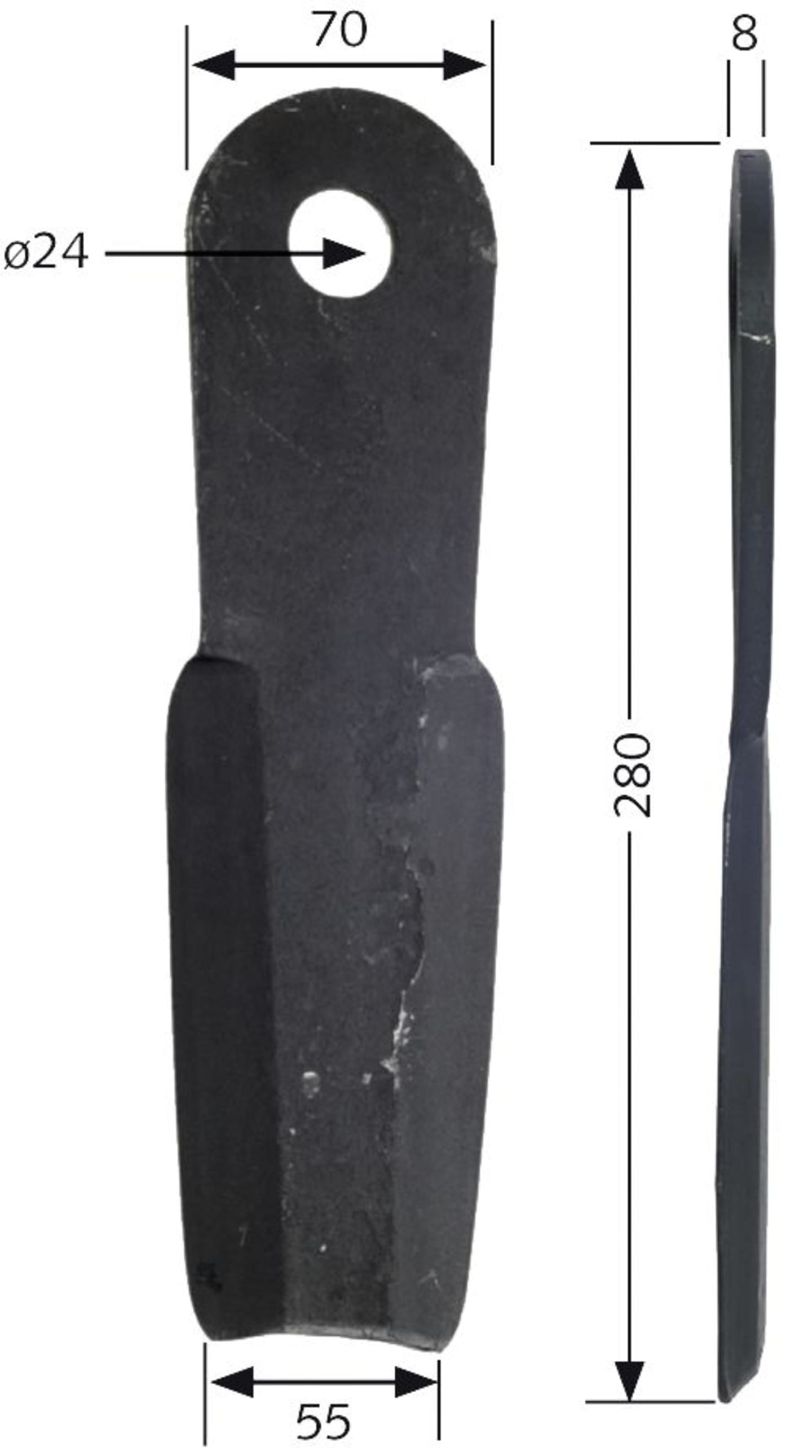 Industriehof® Schlegelmesser links/rechts 280 x 55 x 8 mm, für Mulcher Doppstadt, Epoke