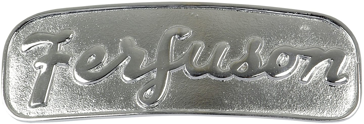 Typenschild "Ferguson" für Traktor Massey Ferguson FE35 (vor Bj. 47), CrV (Chrom-Vanadium-Stahl)