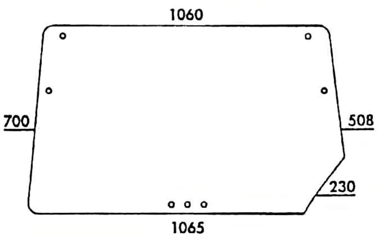 Heckscheibe 2-Loch-Befestigung, oben, aufklappbar, für Traktor Deutz-Fahr Agroprima, Agroxtra, DX 3