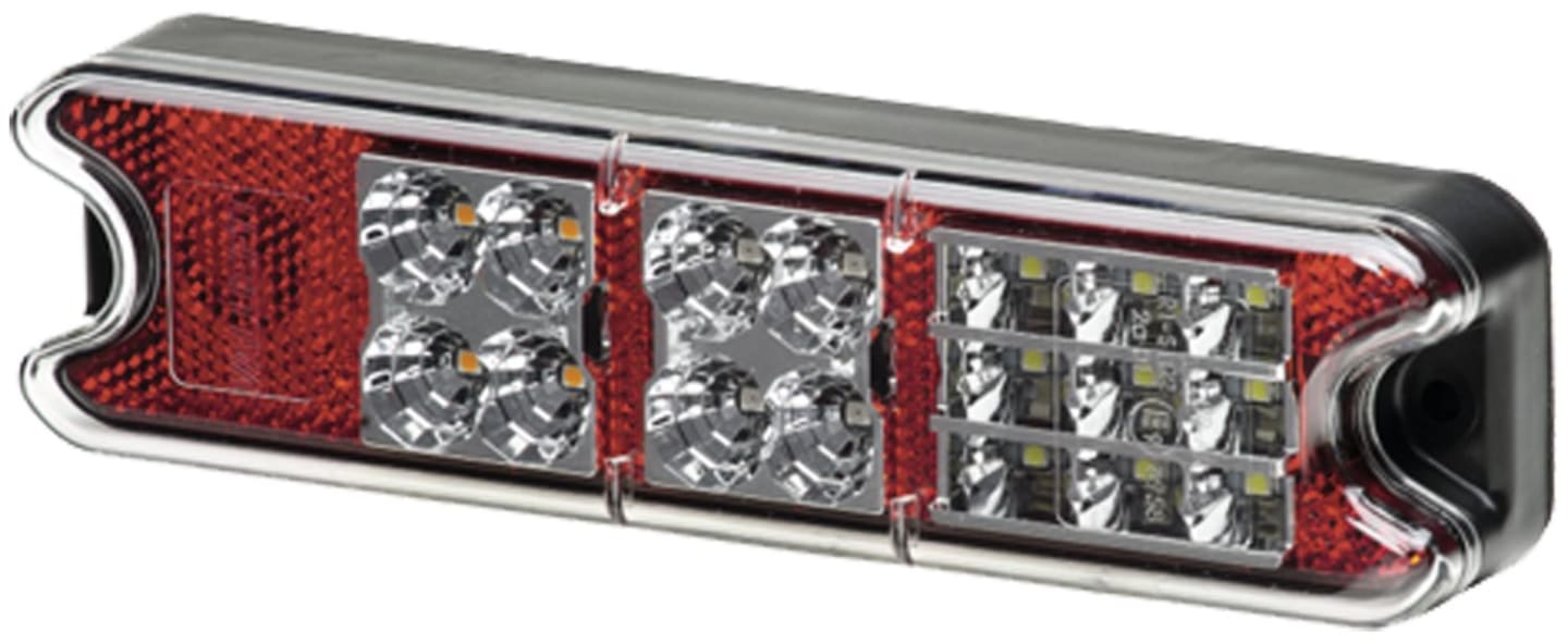 Hella® LED-Schlussleuchte links/rechts 10 – 30 V DC, 191 x 49,4 x 28 mm, Schluss-, Brems-, Blink-, Rückfahrlicht, 2VP 357 021-011