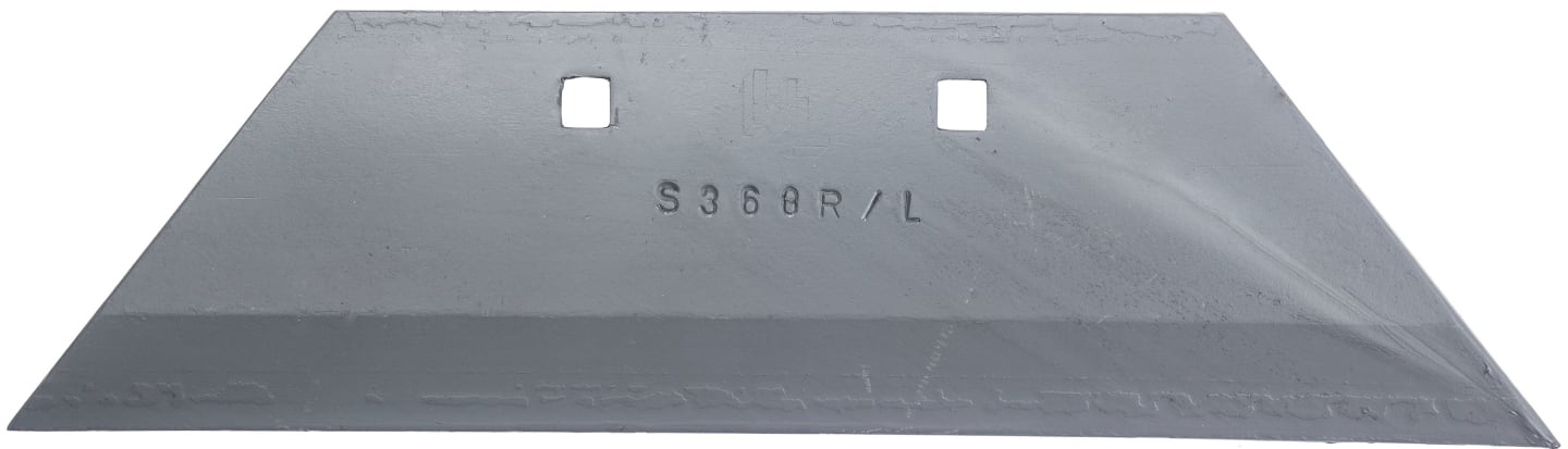 Düngereinlegerschar links/rechts, geschnittene Ware, wendbar, 336 3724, S360L/R für Pflug Lemken