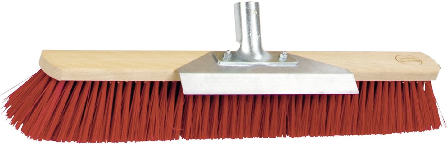 KERBL Großraumbesen Elastan, rot, Rücken Holz, geschraubter Stielhalter Metall, Schabekante Metall