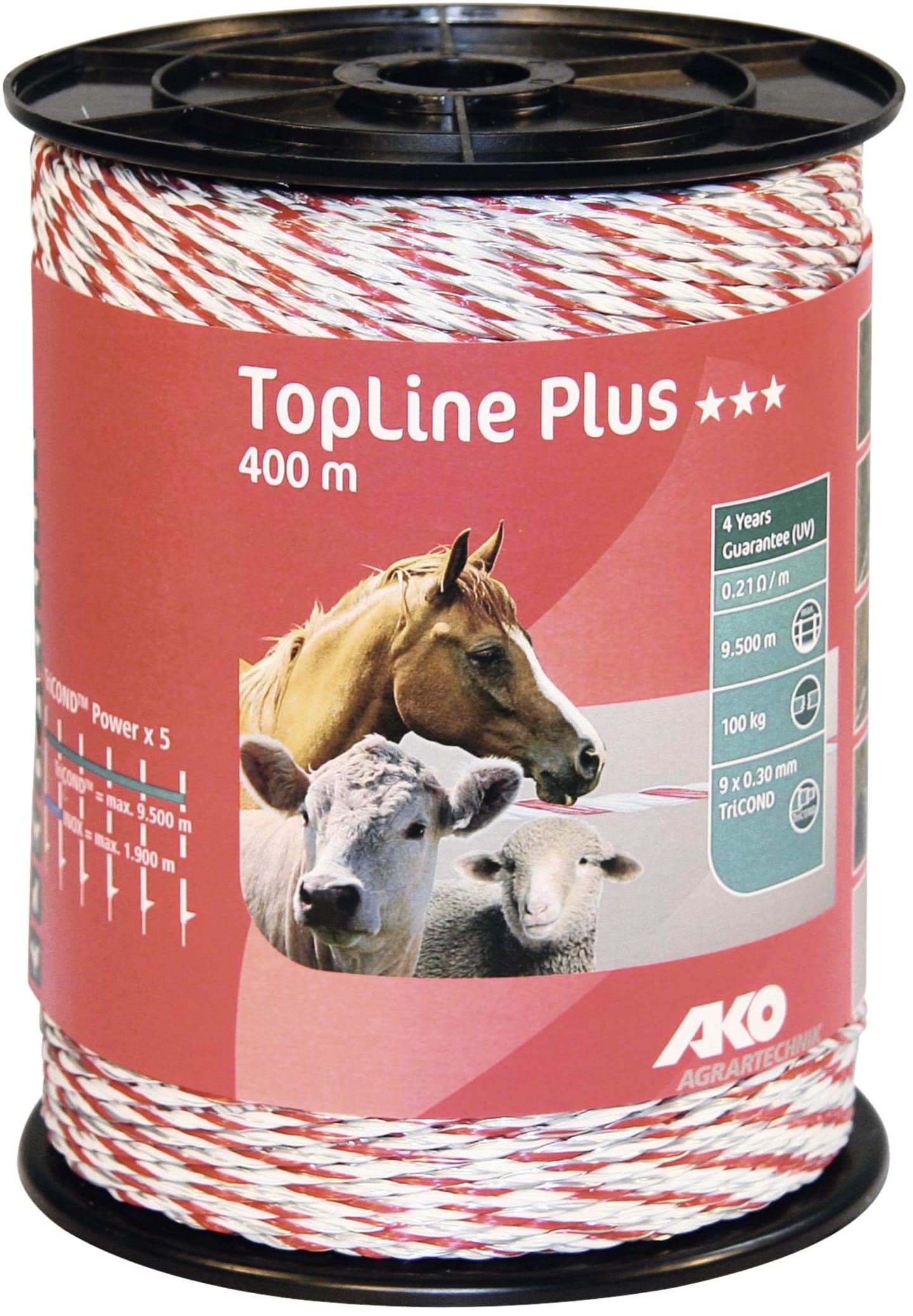 Ako Litze "TopLine plus" weiß; rot 400 m, 449523