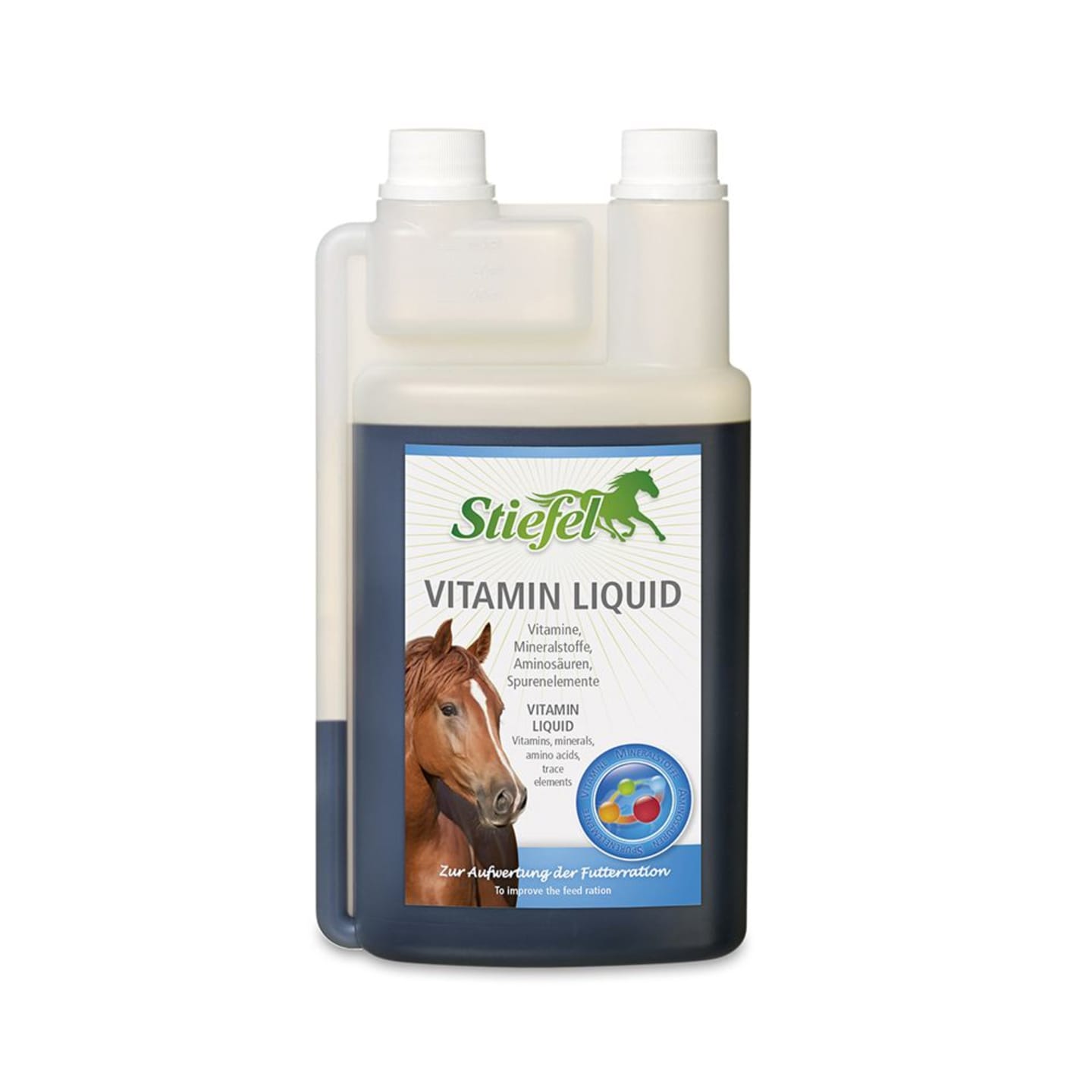 Stiefel Vitamin Liquid mit wertvollen Spurenelementen für Ihr Pferd 1 l Flasche