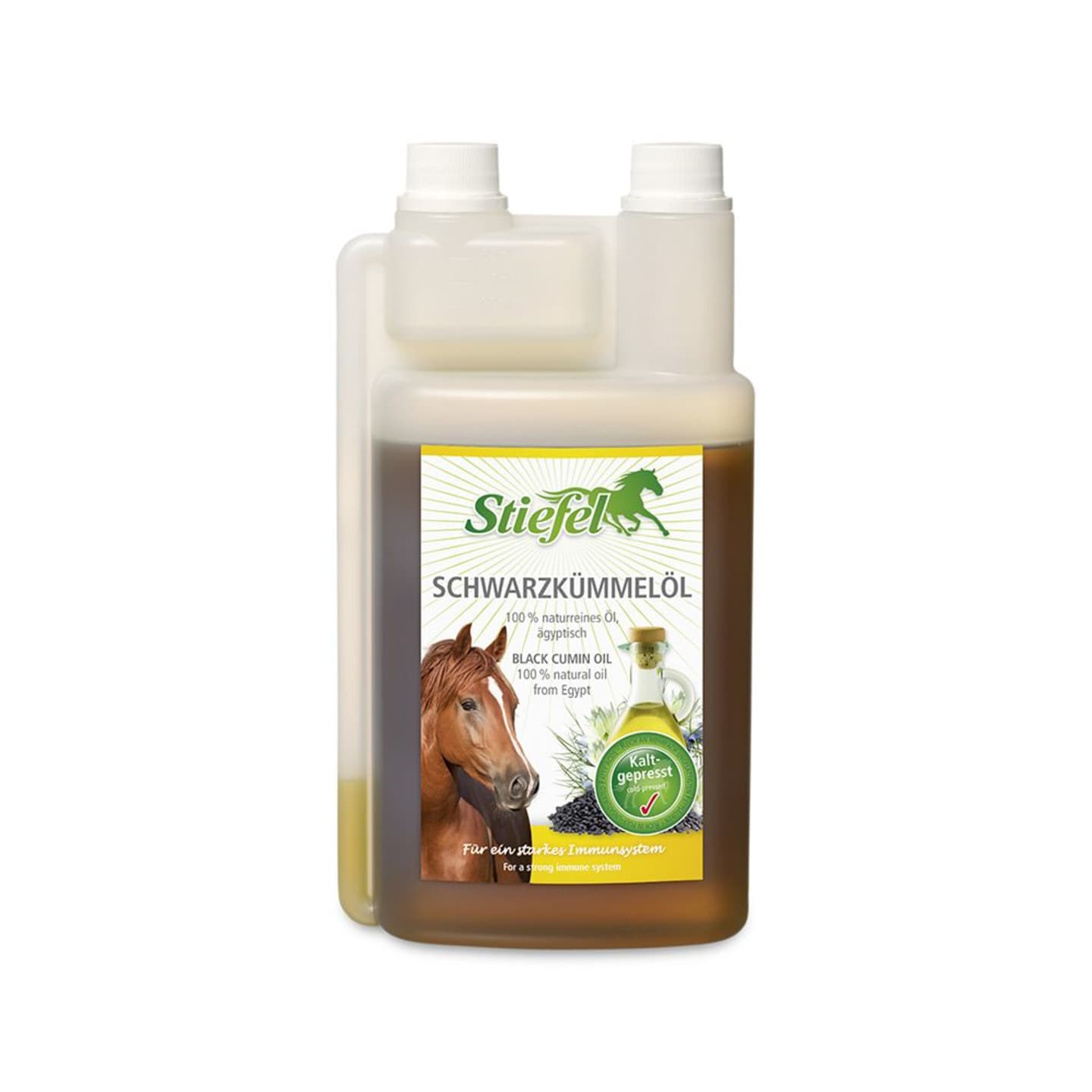 Stiefel Schwarzkümmelöl 1 l Flasche mit wertvollen Fettsäuren flüssig
