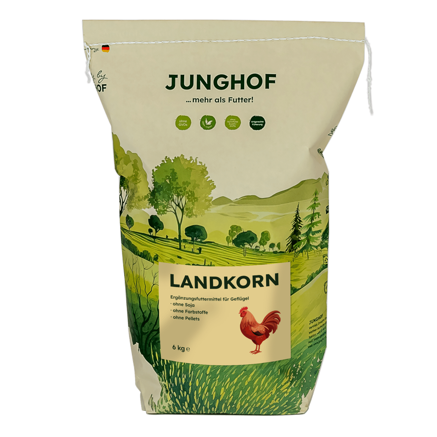 Junghof Landkorn Körnermischung mit Leinöl für Legehennen Körner 6 kg Sack