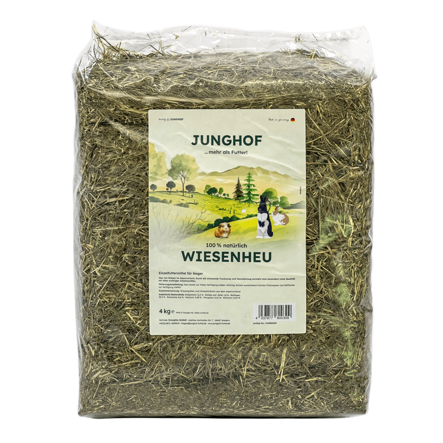 Junghof Wiesenheu Gräser und Kräuter aus dem Alpenvorland getrocknet 4 kg Beutel