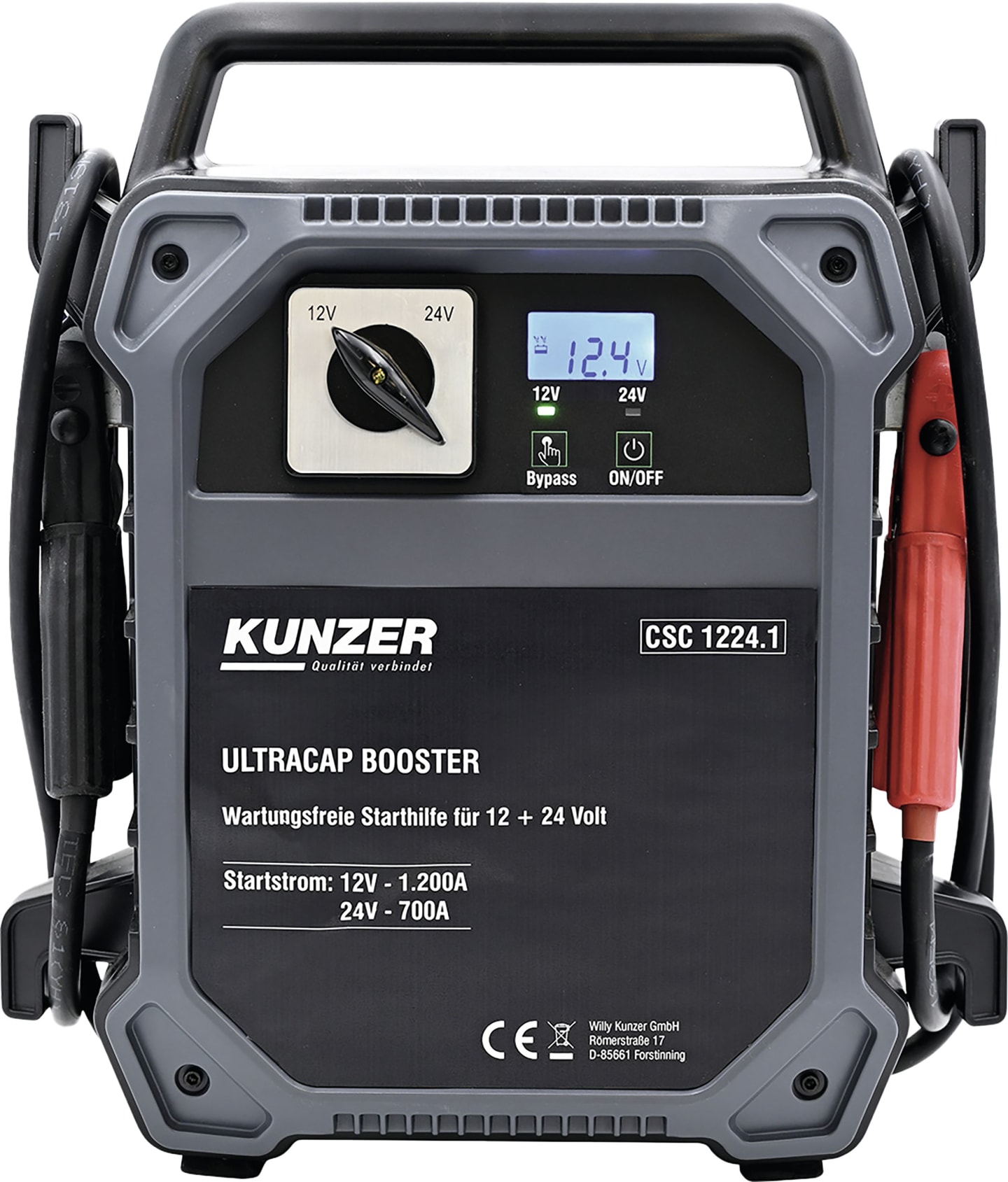 KUNZER Starthilfe "Ultracap Booster" Startstrom 12 V 700 A; 24 V 1.200 A, mit Ultrakondensatortechnik, CSC 1224.1
