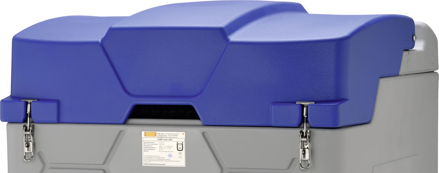 Cemo Klappdeckel blau, mit Gasdruckfeder und Montagezubehör, für Tankanlage Cube AdBlue® 1.500, 2.500 l, 10437