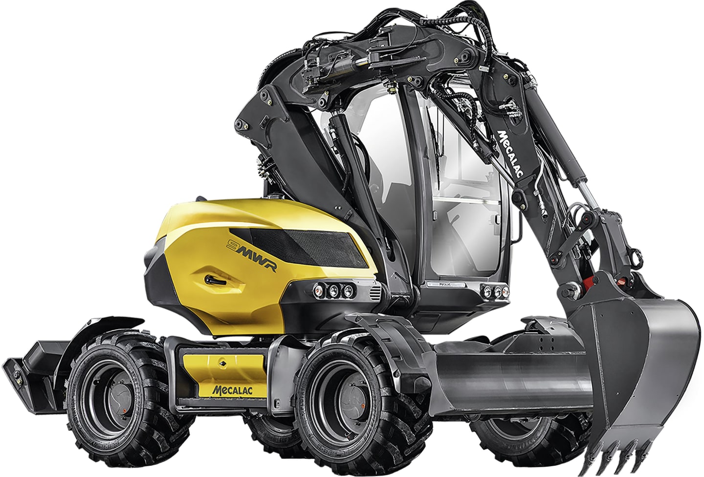 MECALAC Mobilbagger "9MWR" Hubkraft 3.000 kg, Leistung 55,4 kW (75 PS) bei 2.300 min⁻¹, 0 – 20 km/h