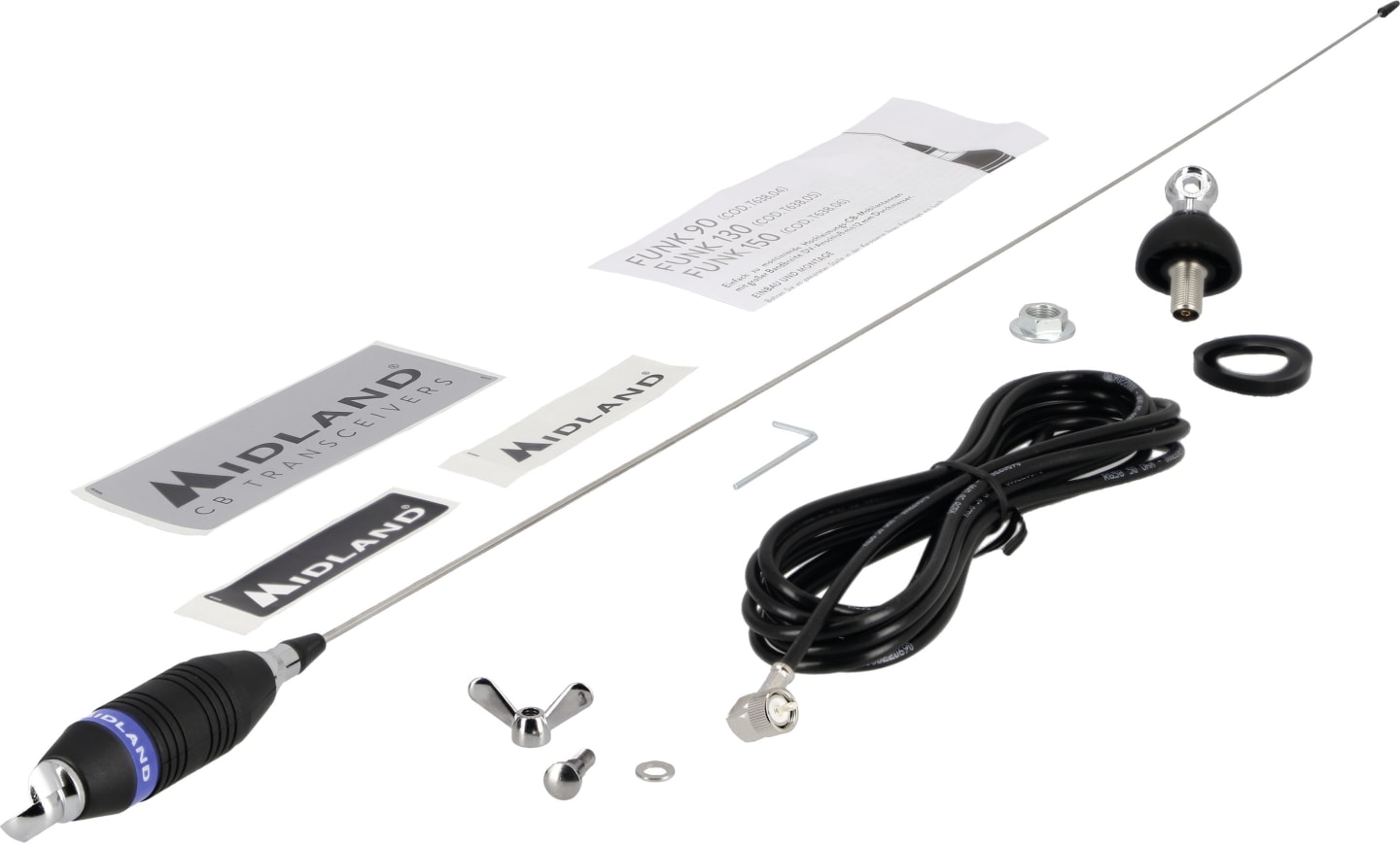 albrecht MIDLAND® Funkantenne "Funk 90" Leistung max. 200 W, Länge 900 mm, 1/4 Lamda, Anschluss DV, T638.04
