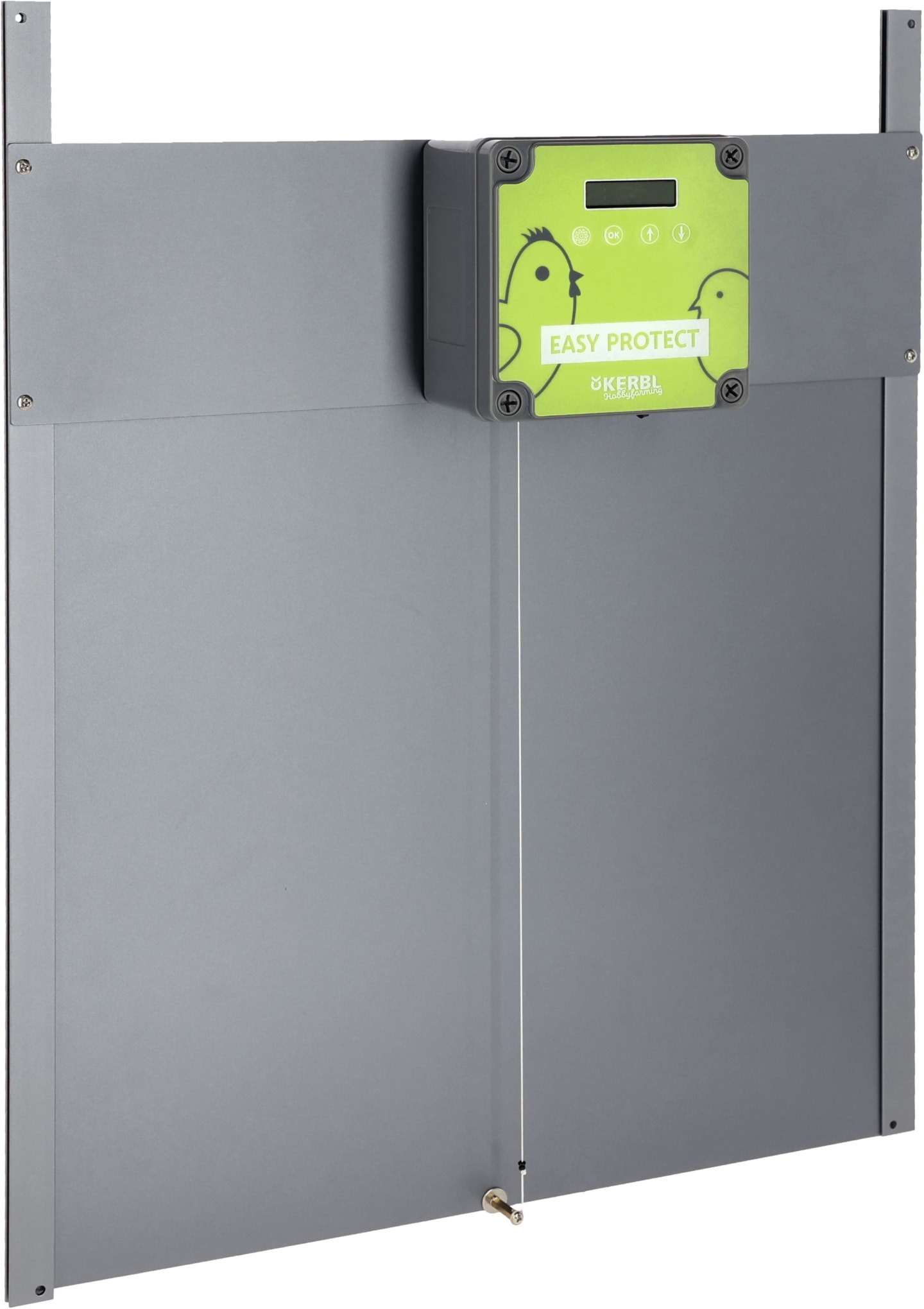 KERBL Hühnerklappe "Easy Protect" 40 x 36 cm Set mit Steuerung und Schienen für Geflügelställe, grau, 70592