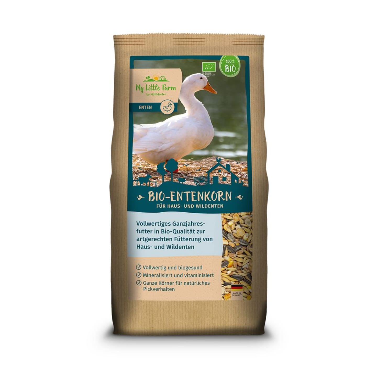My Little Farm Bio-Entenkorn 2 kg Beutel für Enten Körner